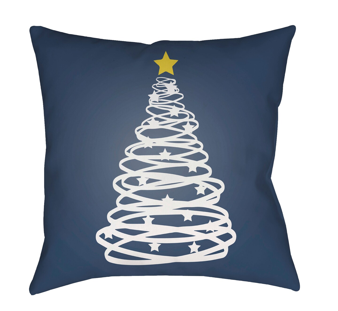 Tiwari Home 20" Denim Blue and White Christmas Tree Printed Square Throw Pillow Cover