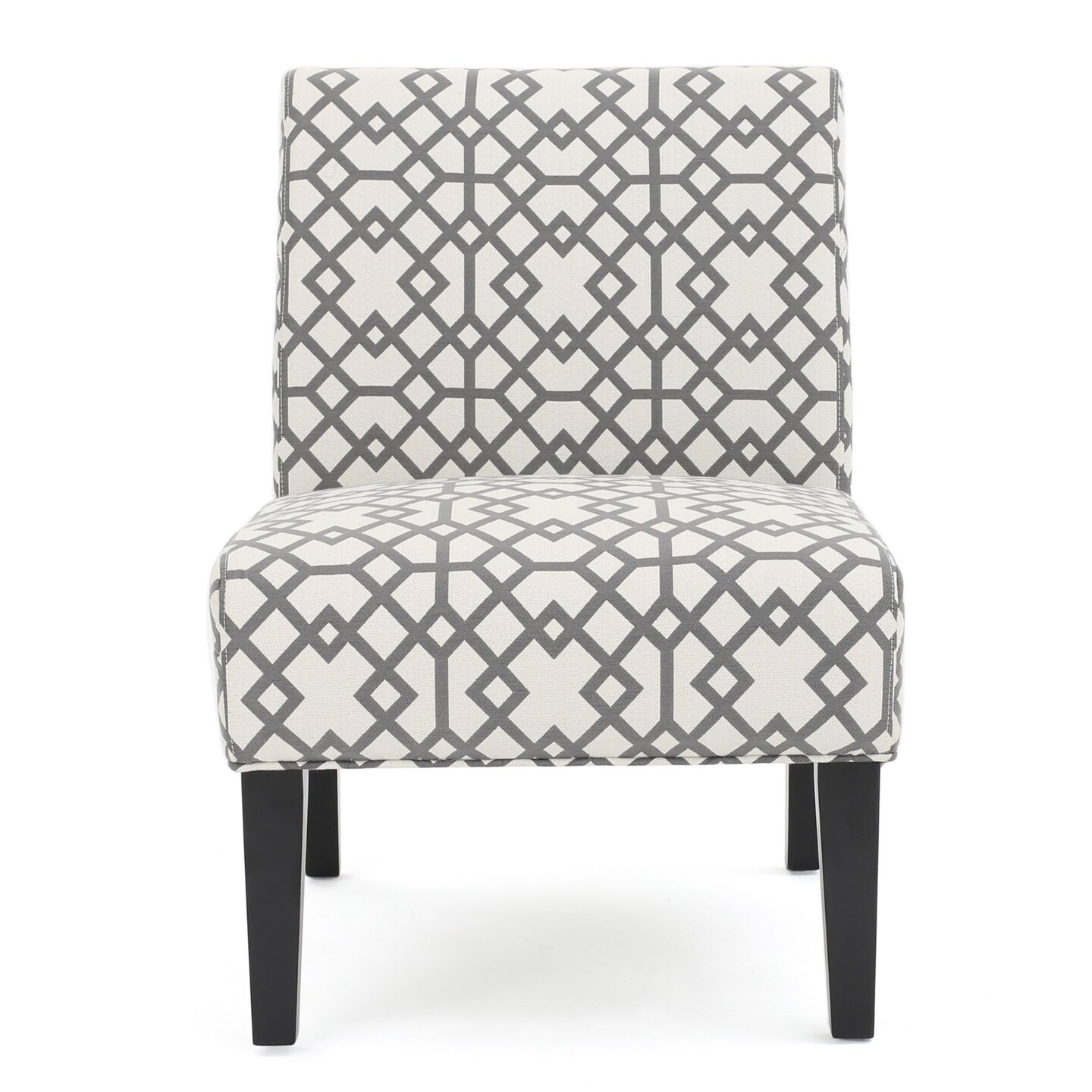 Contemporary Home Living 32&#x22; Gray and Black Geometric Armless Accent Chair