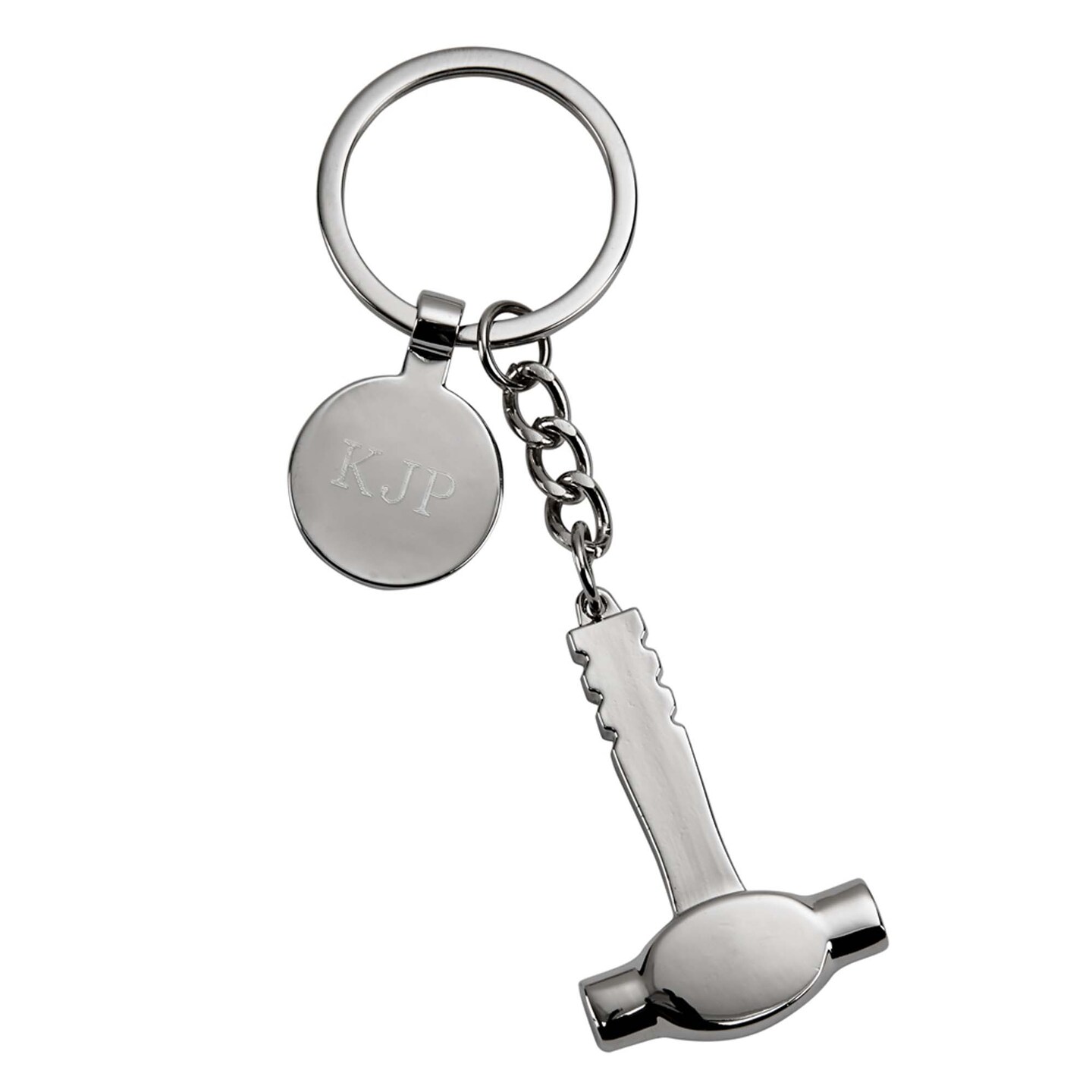 Contemporary Home Living 4.5&#x22; Hammer Shaped Nickel Plated Keychain