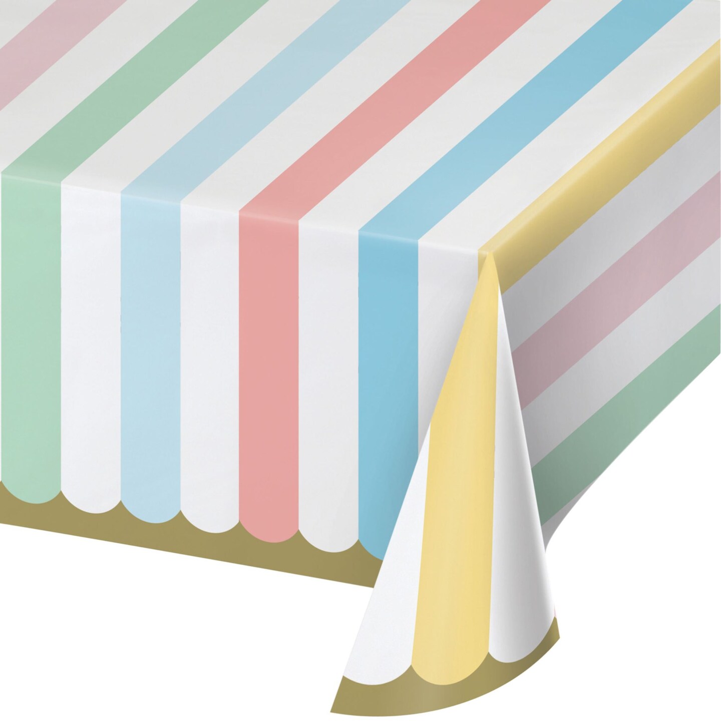 Party Central Striped Rectangular Party Tablecloths - 102" - Multicolor - Pack of 6