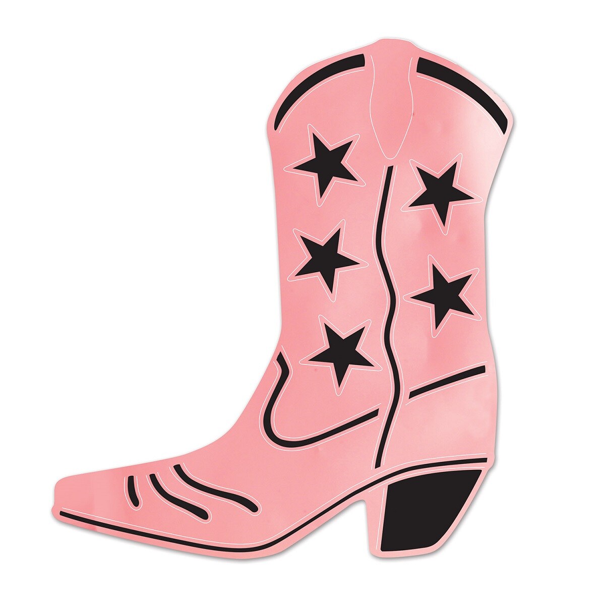 Beistle Club Pack of 24 Pink and Black Foil Country Western Cowboy Boot Silhouette Party Decorations 16&#x22;