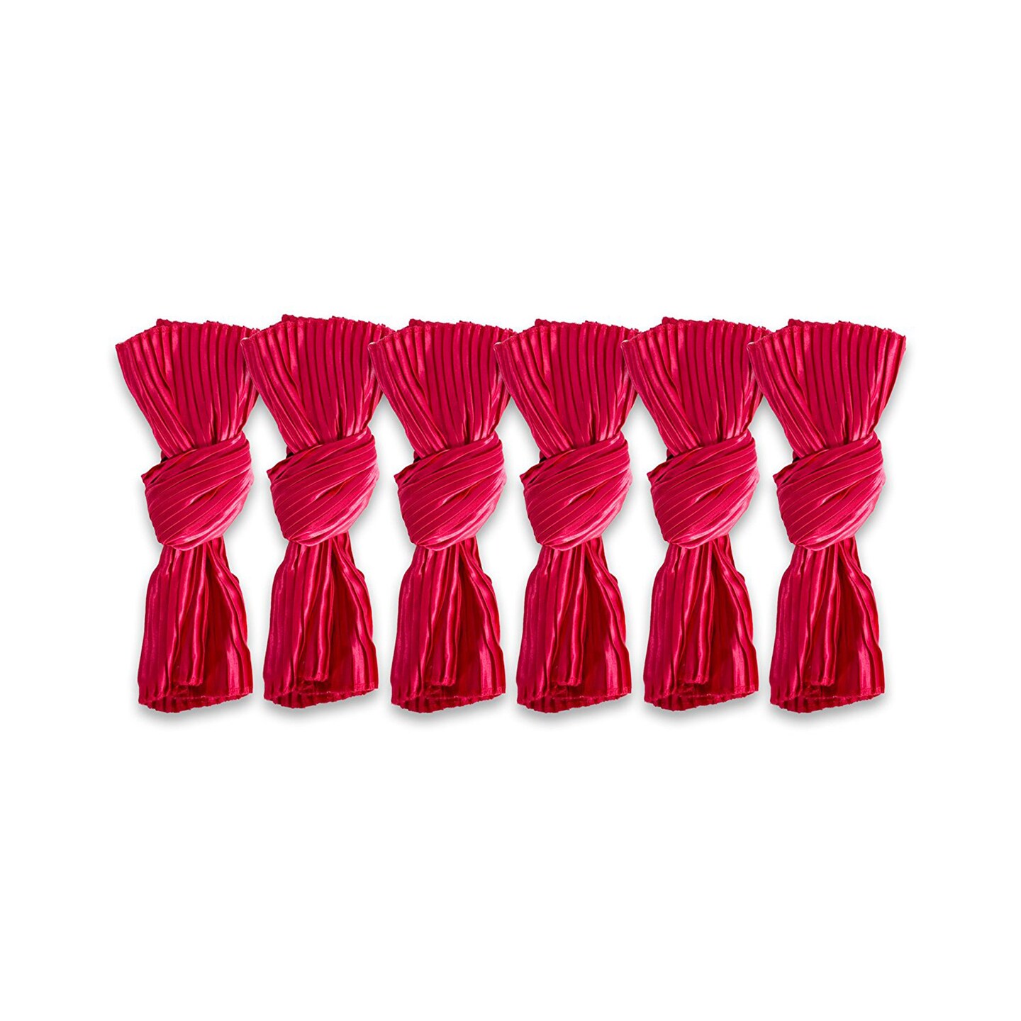 Contemporary Home Living Set of 6 Magenta Red Square Satin Knot Napkin, 20&#x22;