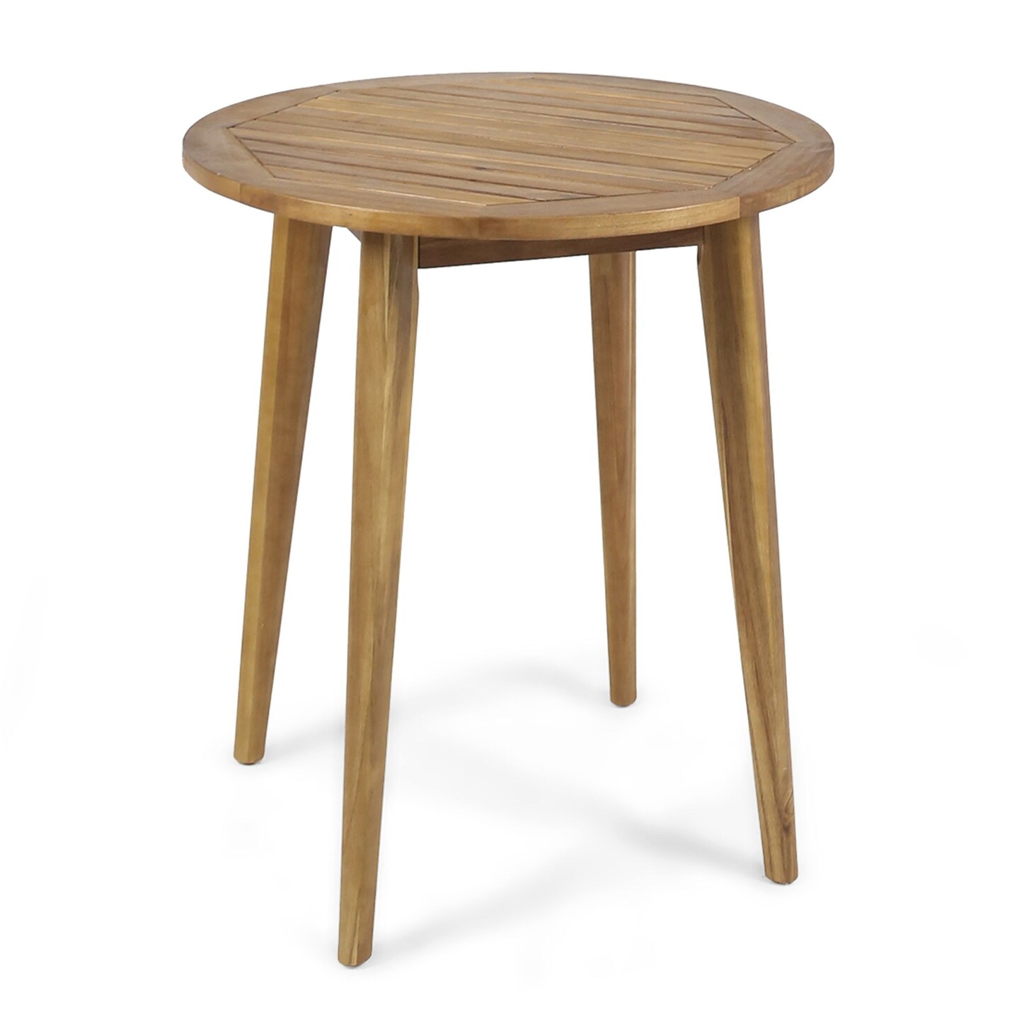 Contemporary Home Living 30&#x22; Teak Brown Outdoor Furniture Patio Round Bistro Table