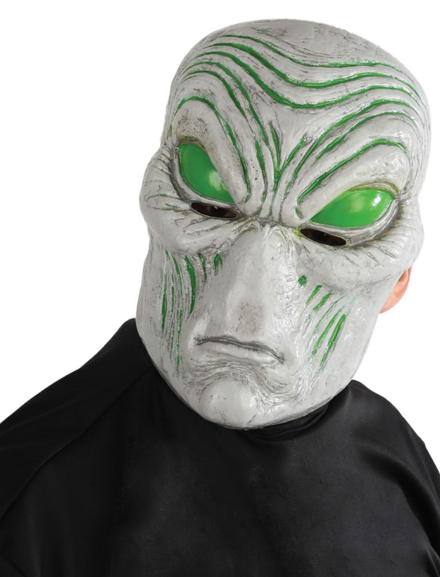 The Costume Center Gray and Green Glowing Alien Unisex Adult Halloween Mask Costume Accessory - One Size