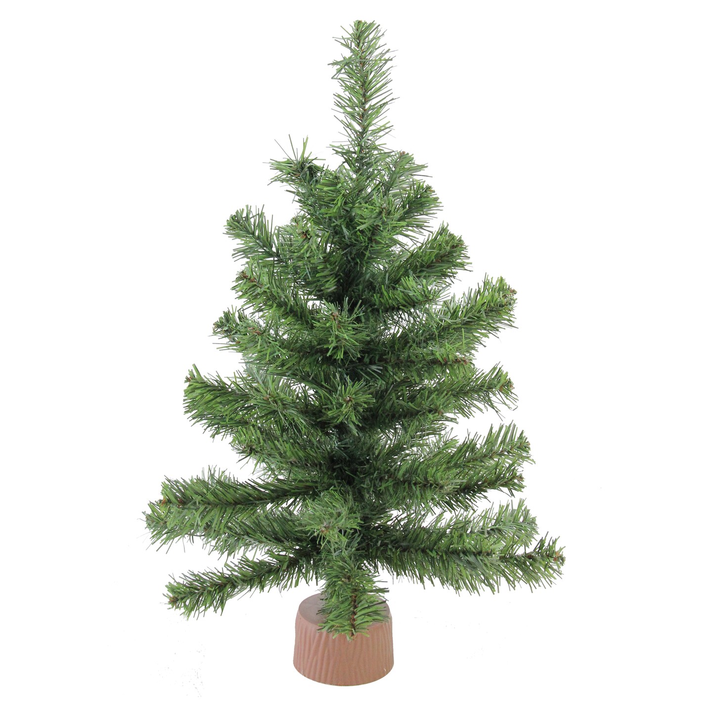 Northlight Mini Canadian Pine Medium Artificial Christmas Tree with Faux Wood Base - 18&#x22; - Unlit