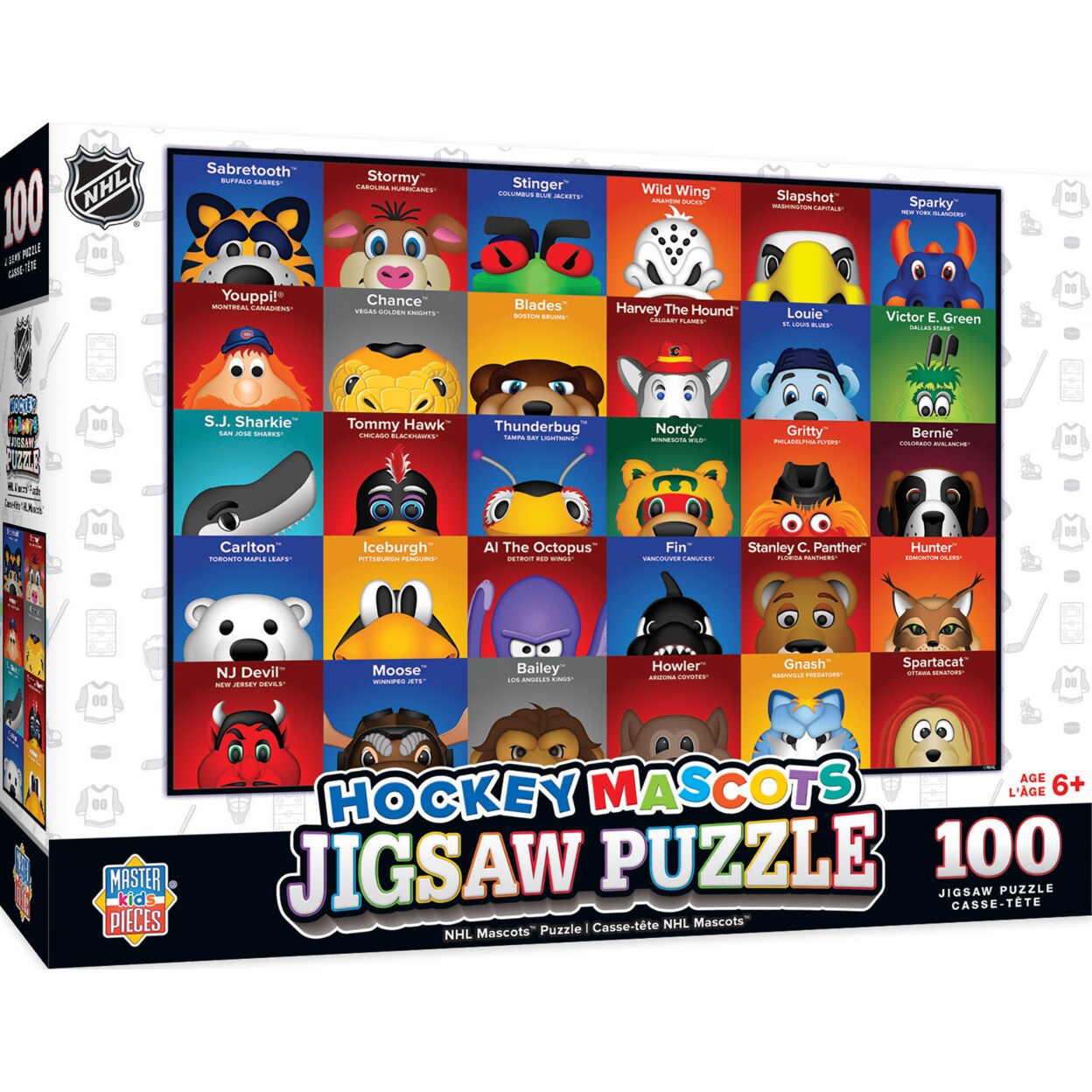 MasterPieces   Sports Puzzle - All Teams 100 Piece Jigsaw Puzzle for Kids - NHL Mascots 100pc Puzzle - 14"x19"