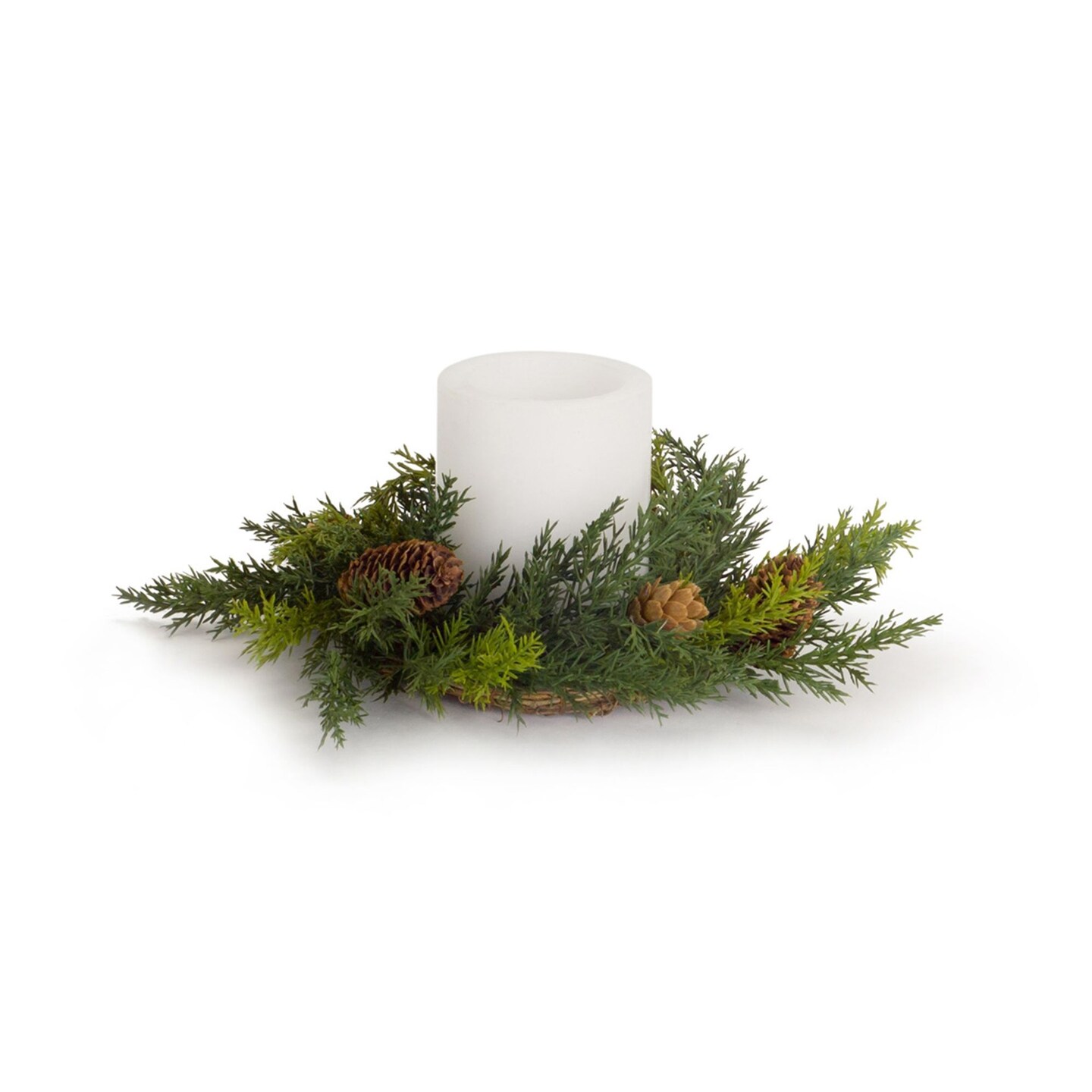 Melrose Set of 6 Pine with Pinecone Artificial Christmas Candle Rings 11&#x22;