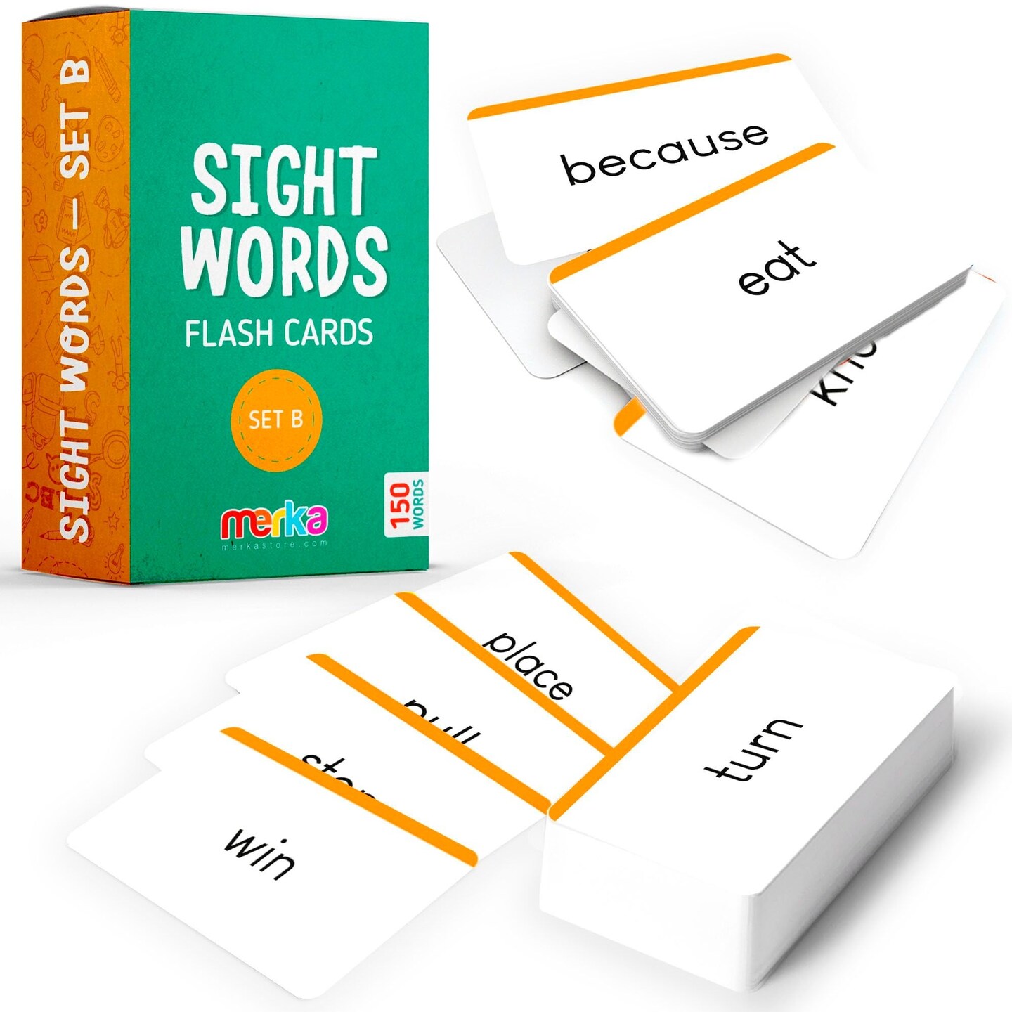 merka Sight Words Flash Cards 1st Grade Learn To Read Reading Flash Cards For Kids First Words Learn To Read Mastering First Words Set of 150 Cards Set B