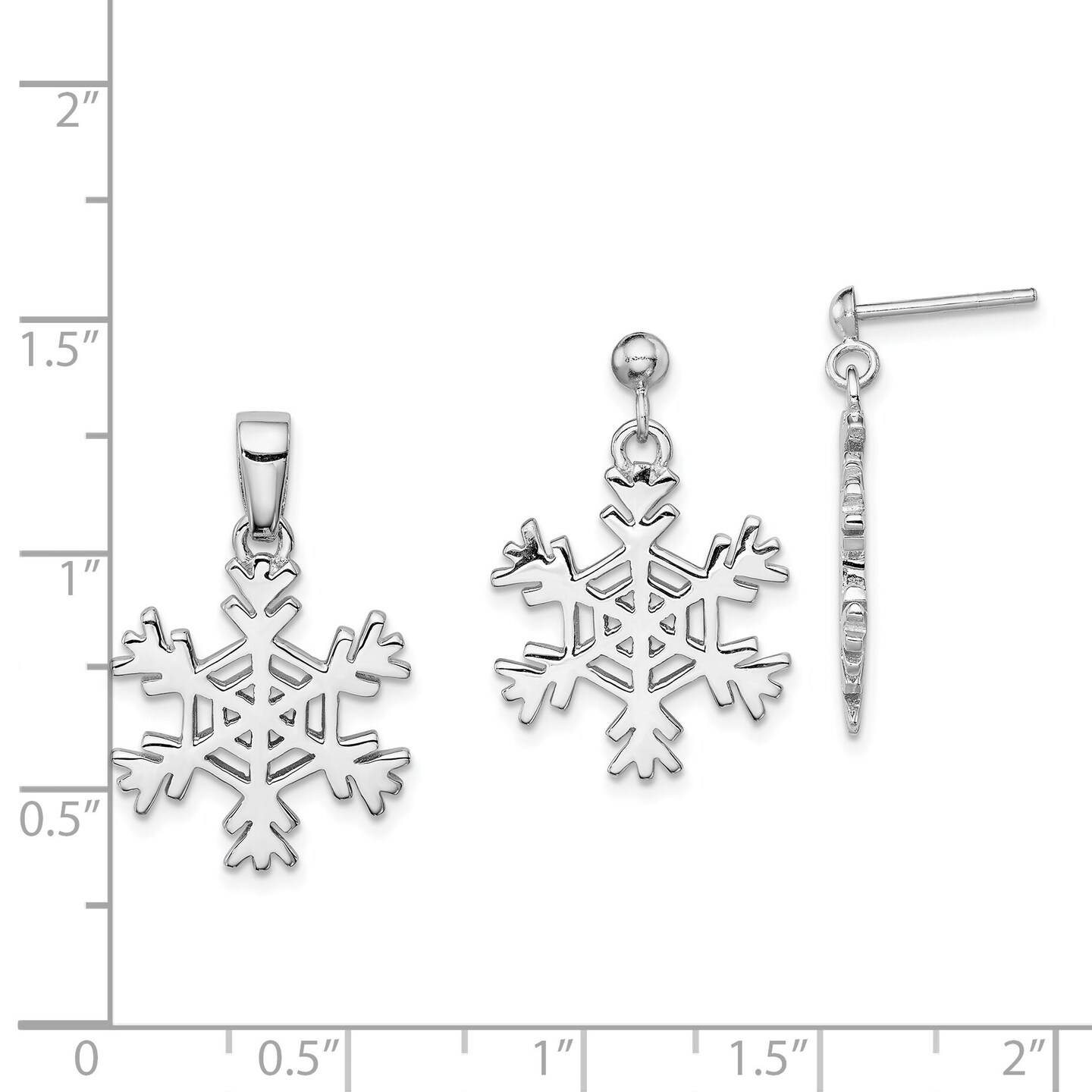 Sterling Silver Snowflake Earrings &#x26; Pendant Set