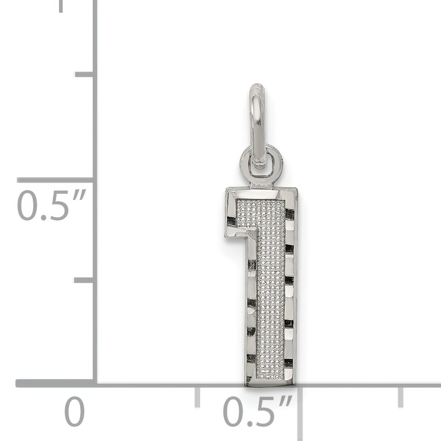 Sterling Silver Small #1 Charm Number Pendant Jewelry 20mm x 7mm