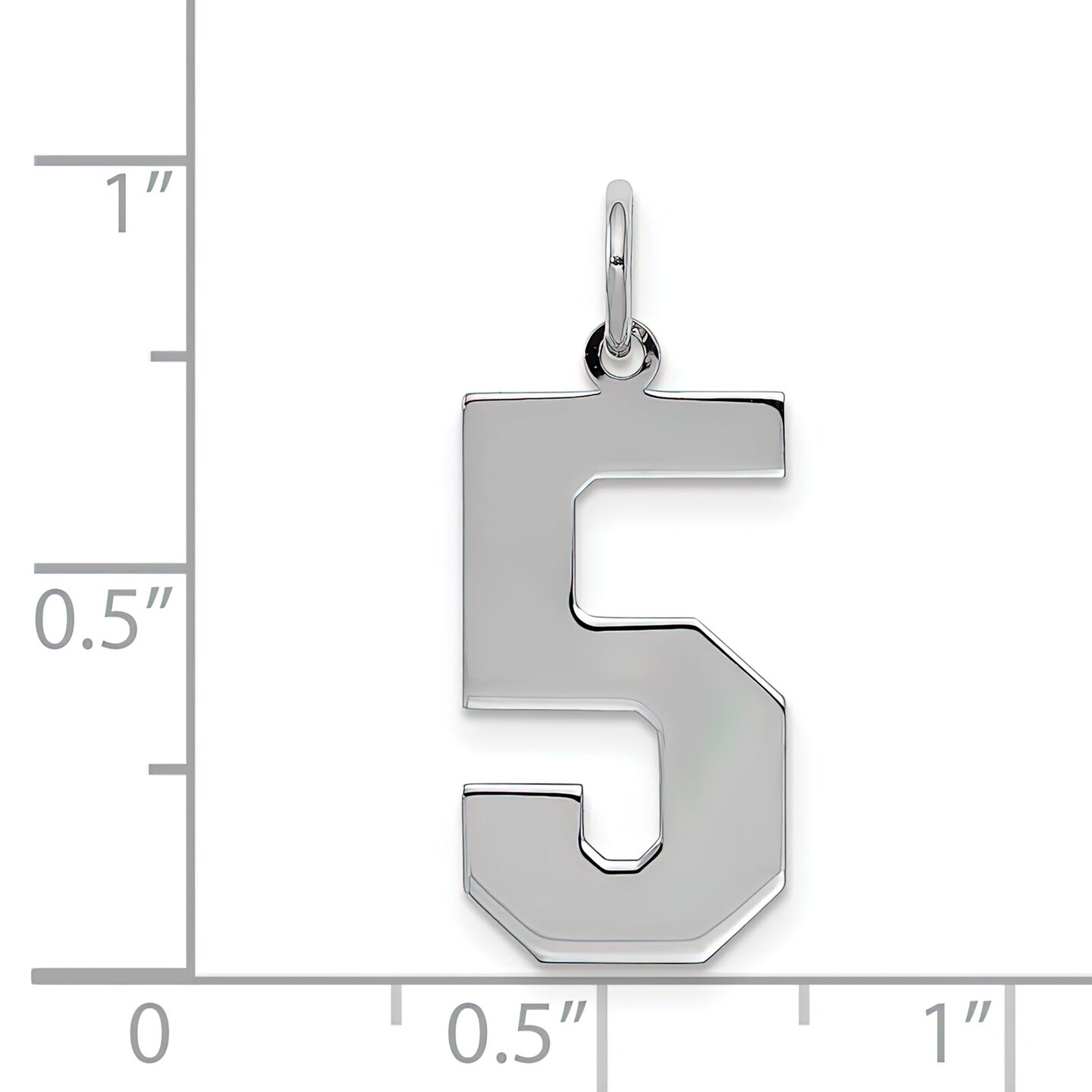 Sterling Silver Large Polished Number 5 Charm Pendant Jewerly 24mm x 10mm