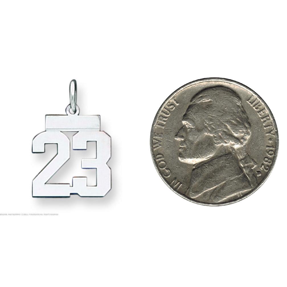 Sterling Silver Small Polished Number 14 Charm Pendant Jewerly 22.1mm x 14.9mm