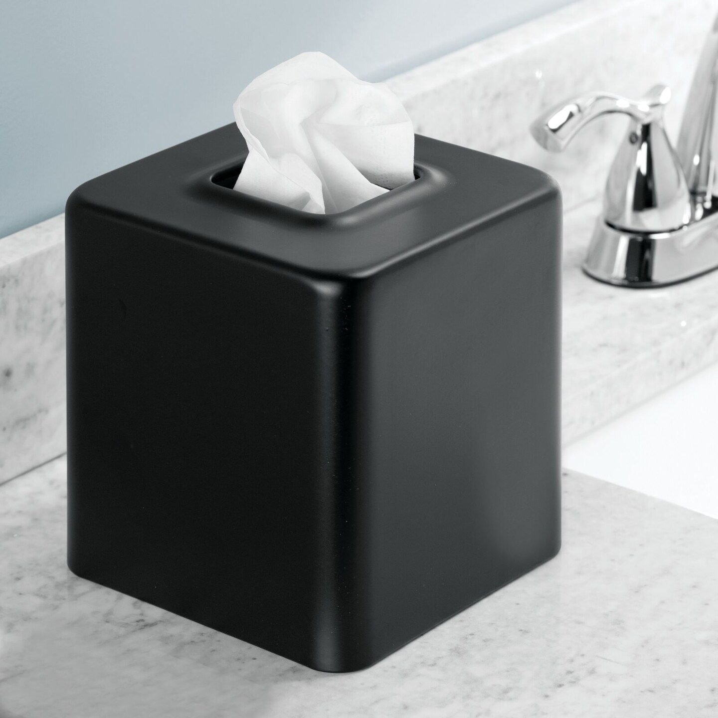 mDesign Modern Square Metal Paper Facial Tissue Box Cover Holder - 4 Pack