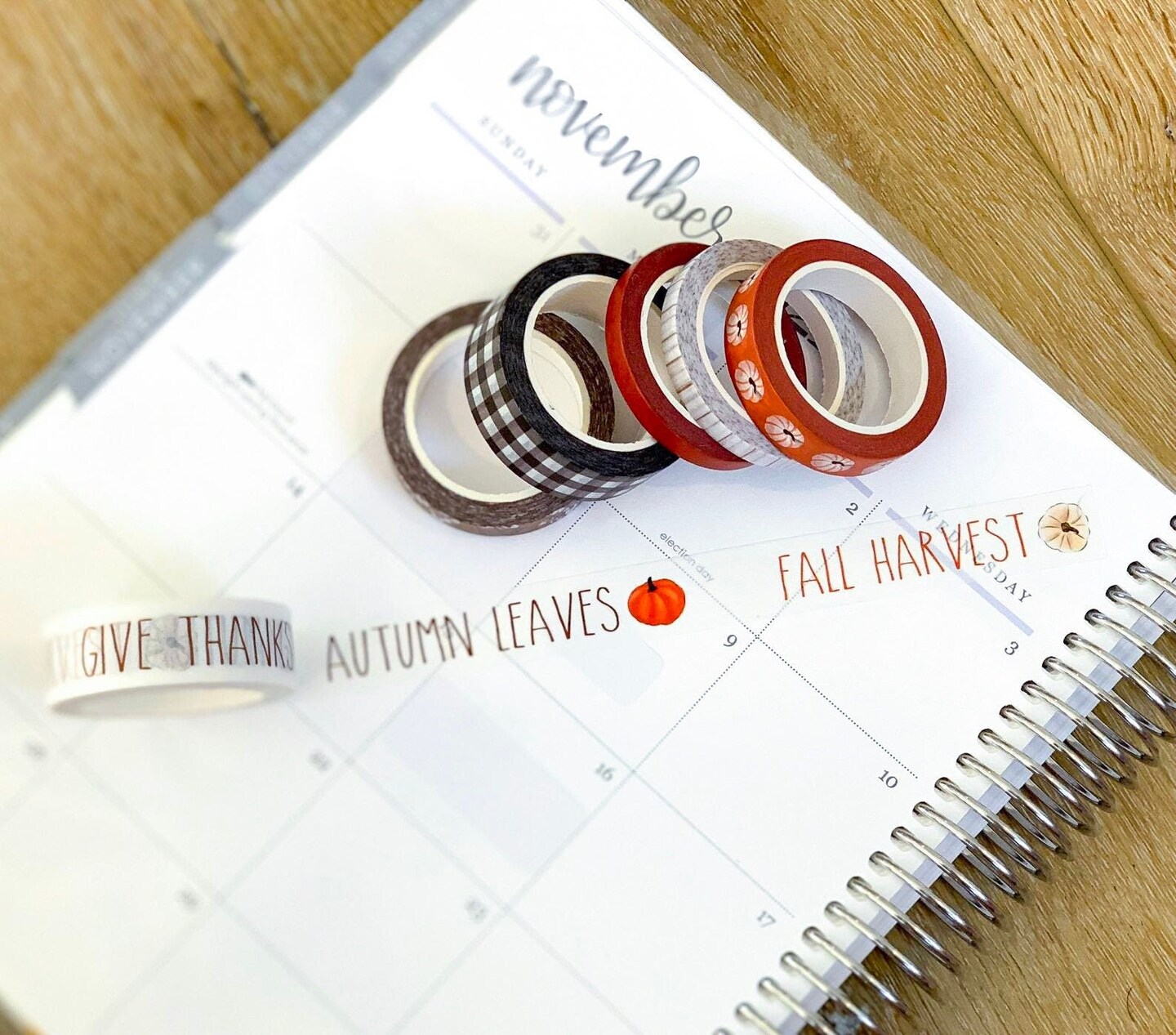 Fall Thanksgiving Buffalo Plaid Autumn Washi Tape Set (#W008)