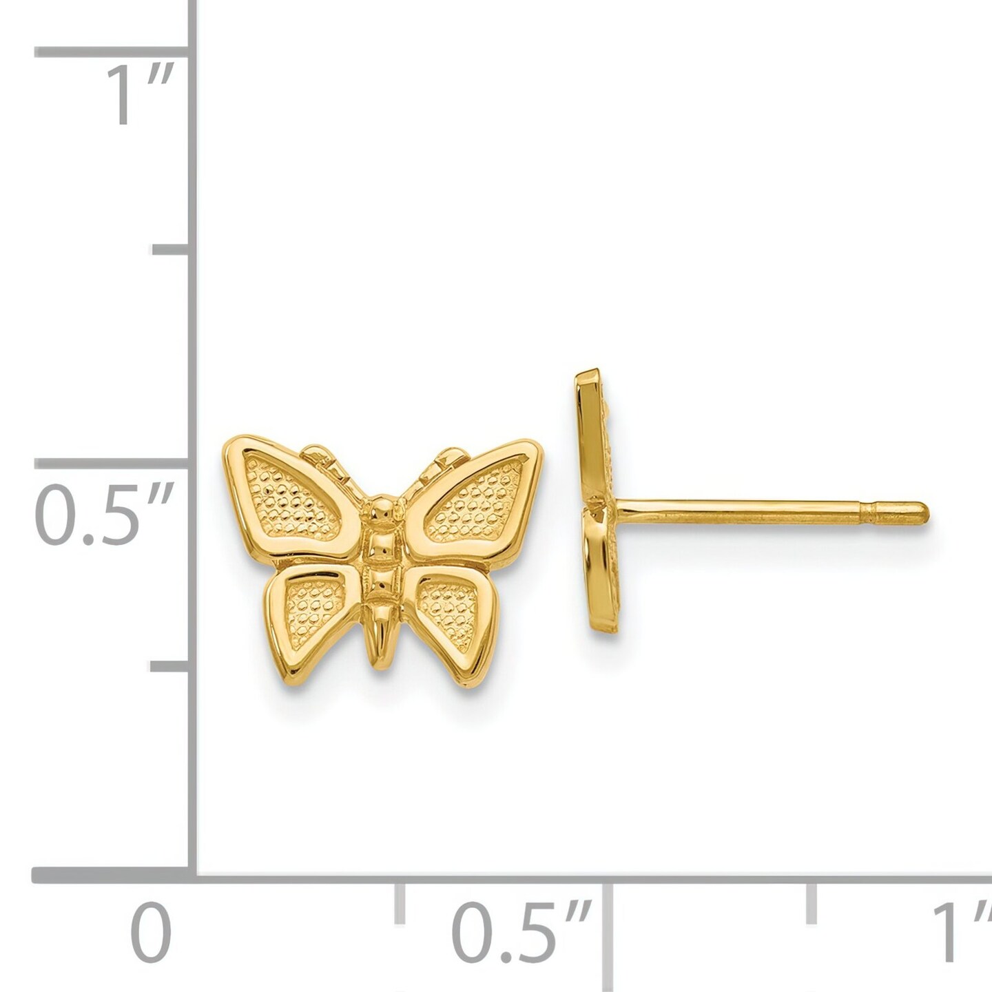 14K Yellow Gold Butterfly Stud Earrings Jewelry 8mm x 10mm