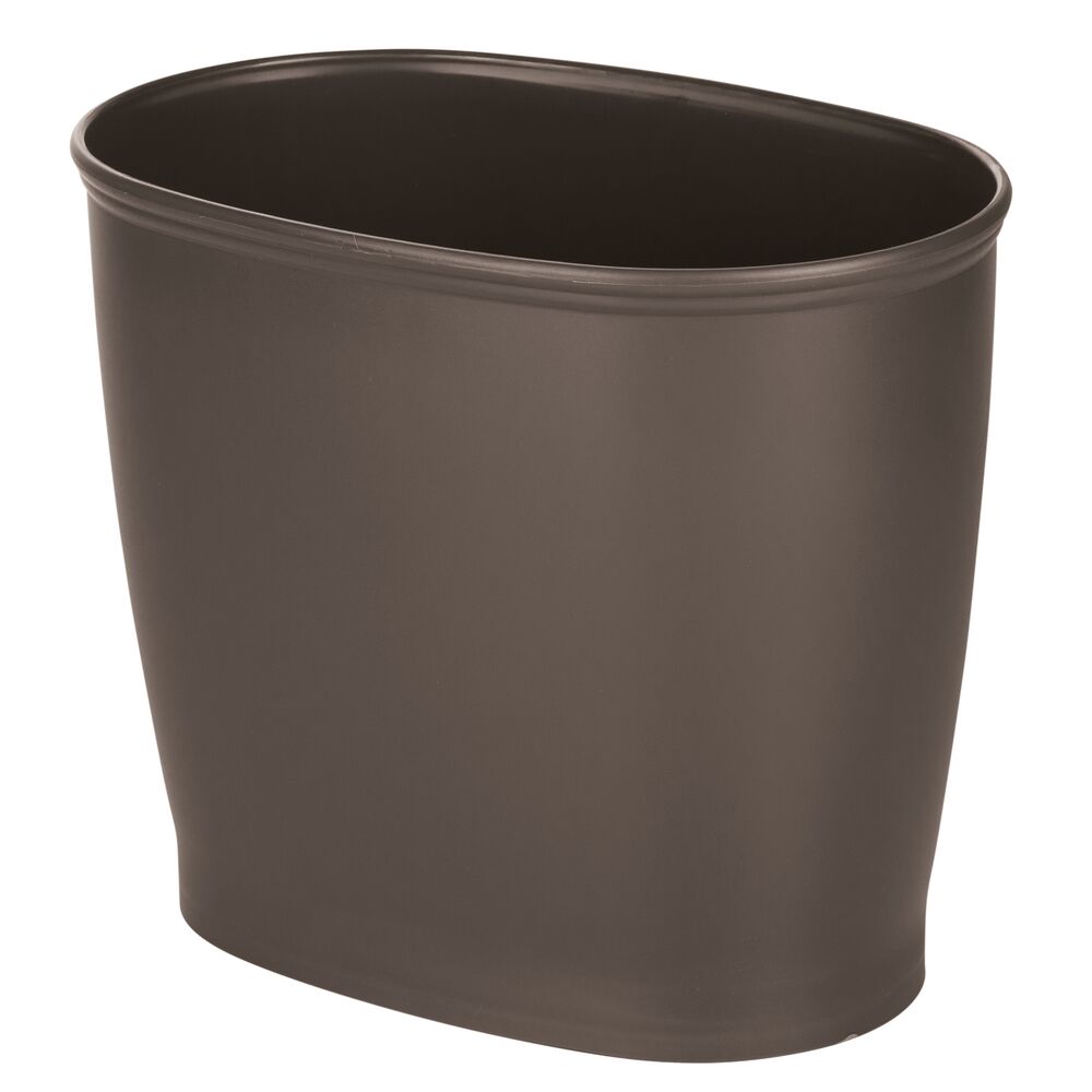 mDesign Small Plastic Oval Trash Can Garbage Wastebasket Black