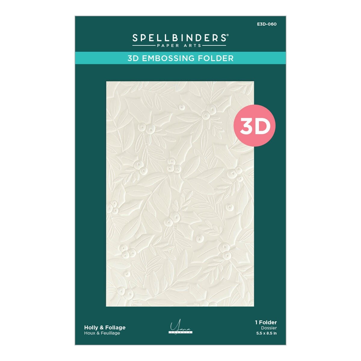 Spellbinders 3D Embossing Folder By Yana Smakula-Holly &#x26; Foliage, De-Light-Ful