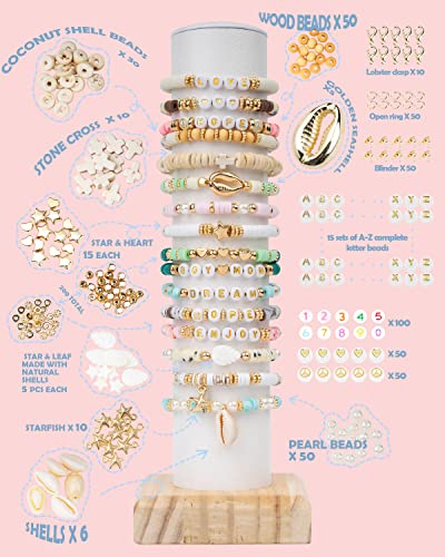 Clay Beads 7200 Pcs 2 Boxes Bracelet Making Kit - 24 Colors Polymer Clay Beads for Bracelet Making - Jewelry Making kit with Gift Pack - Bracelet Making Kit for Adults - Heishi Disc Beads