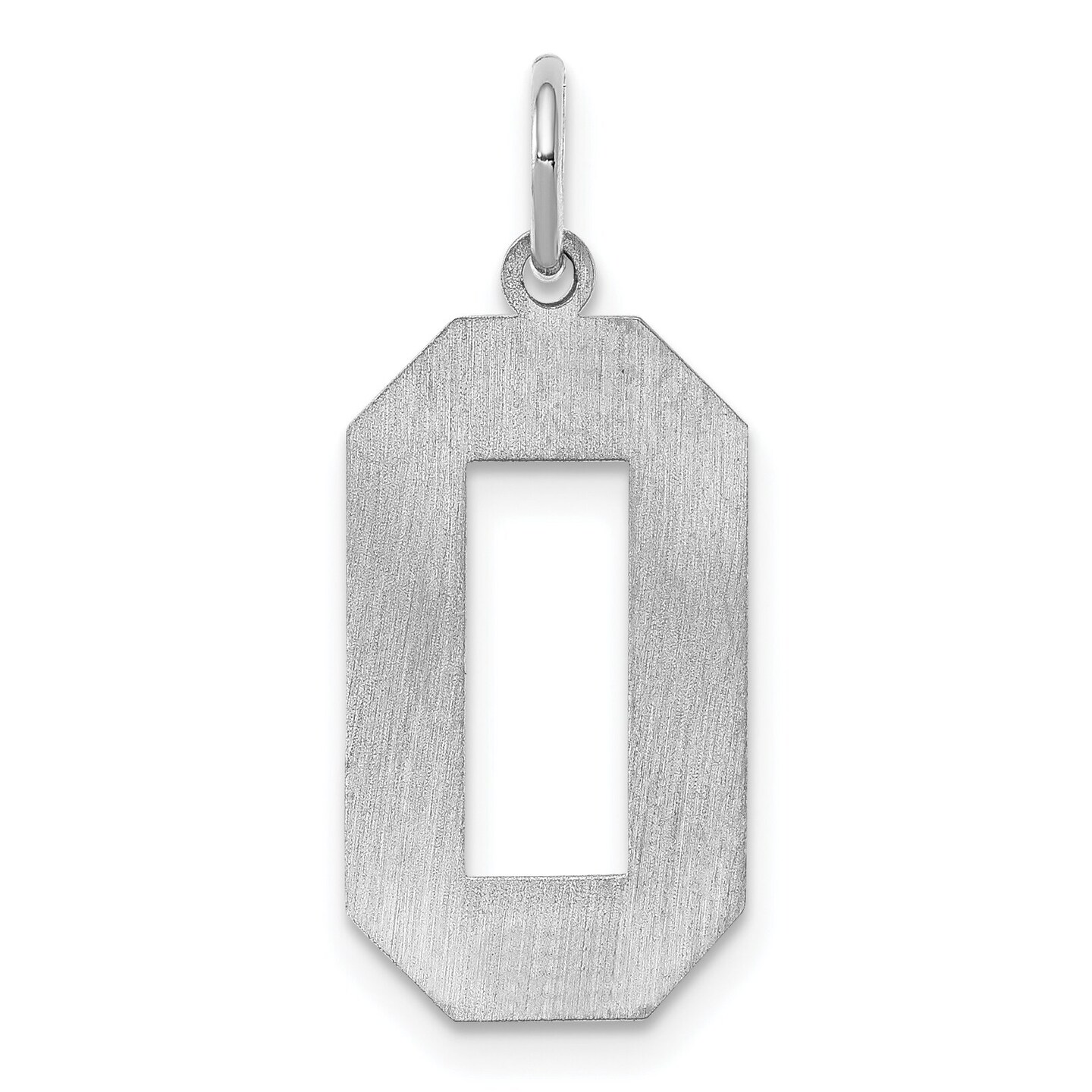 Sterling Silver Large Satin Number 0 Charm Pendant Jewerly 25mm x 11mm