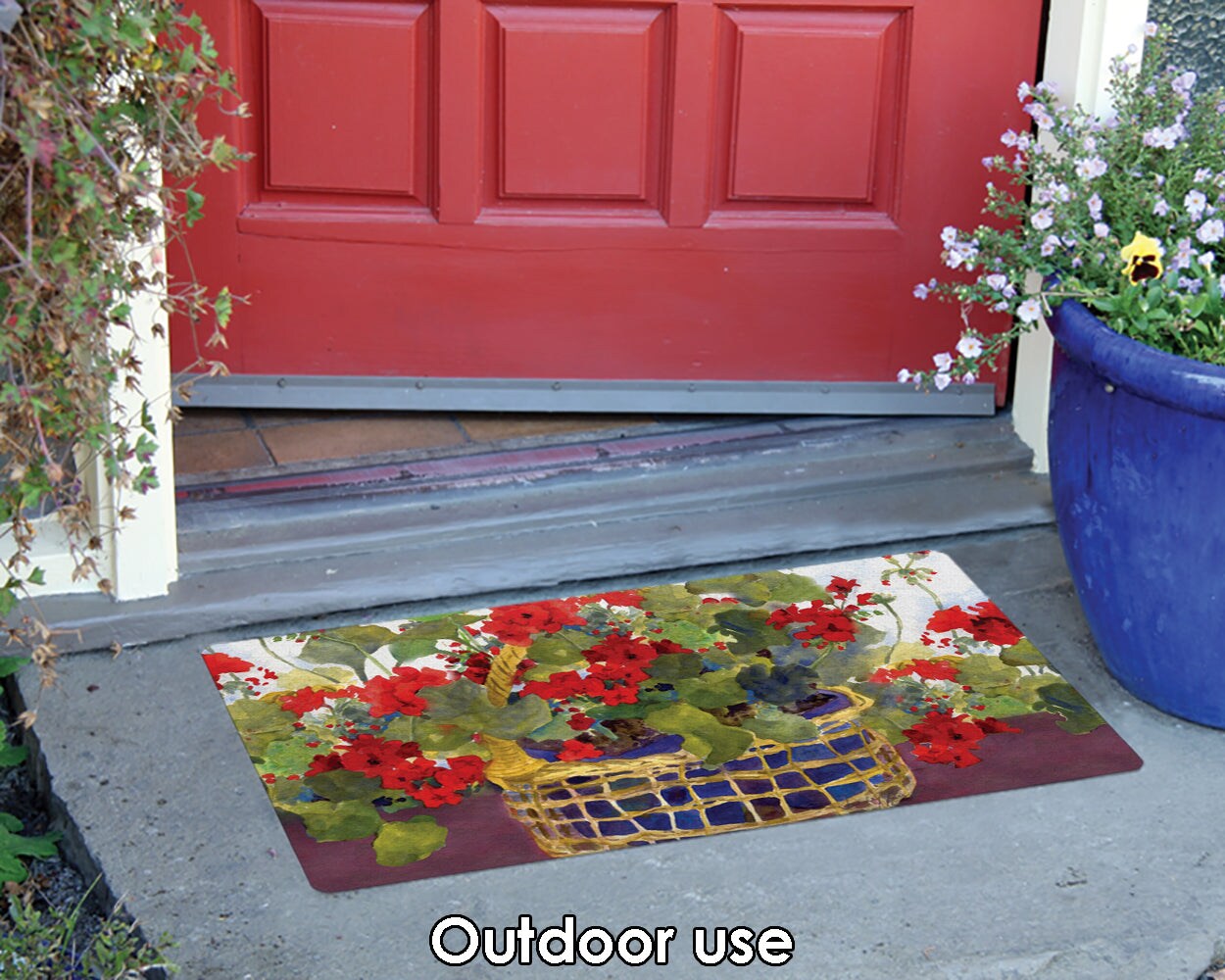 Geranium Basket Door Mat (18 x 30&#x22;)