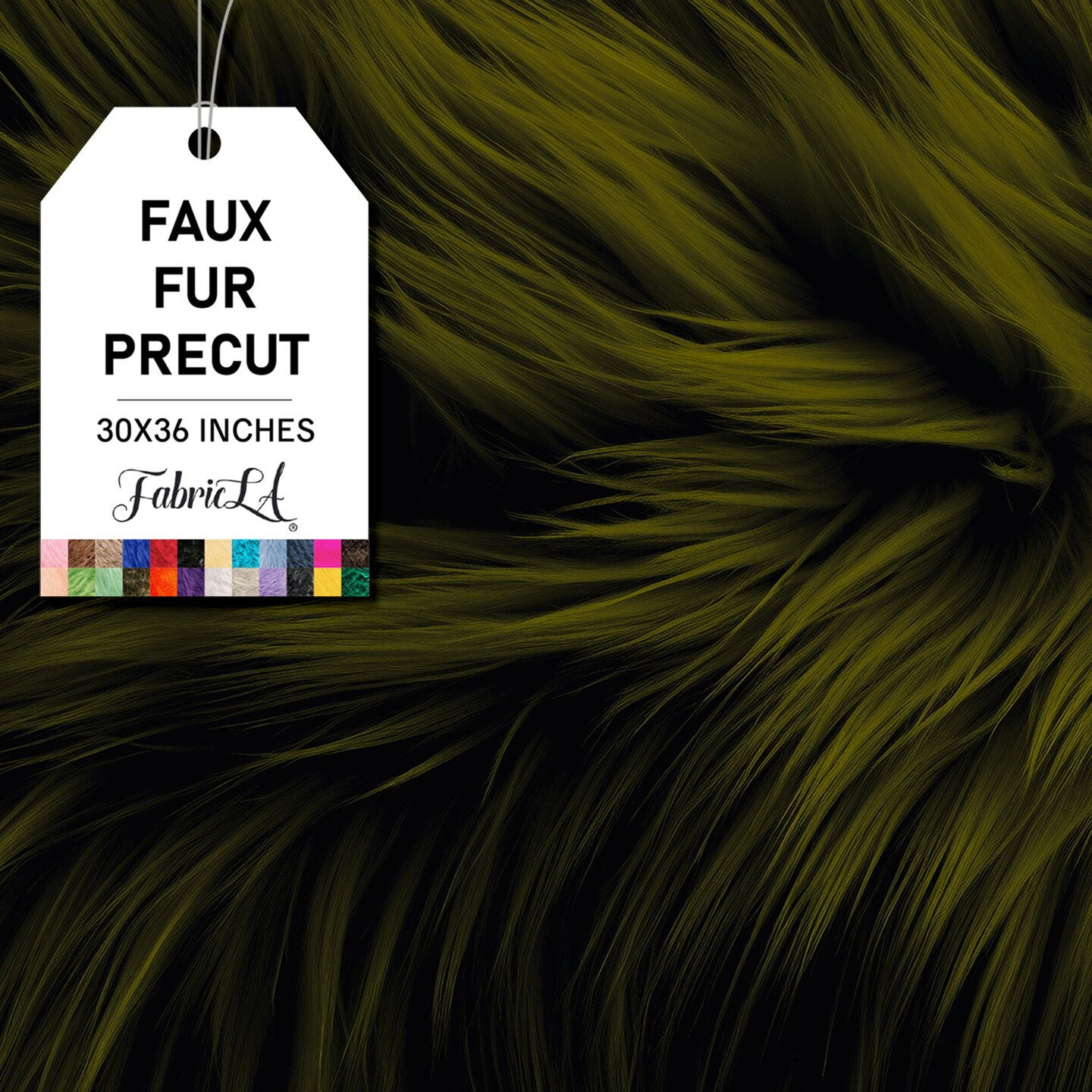 FabricLA | Faux Fur Fabric | 30" X 36" Inch Wide Pre-Cut Shaggy | Fake Fur Fabric | DIY, Craft Fur Decoration, Fashion Accessory, Hobby | Olive