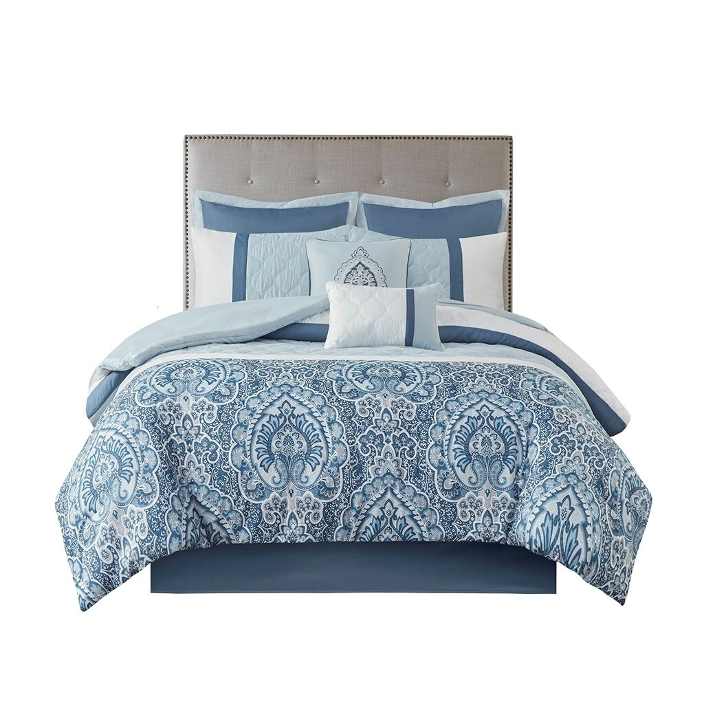 Gracie Mills Ronny 8-Piece Damask-Inspired Comforter Set - Grace-10849