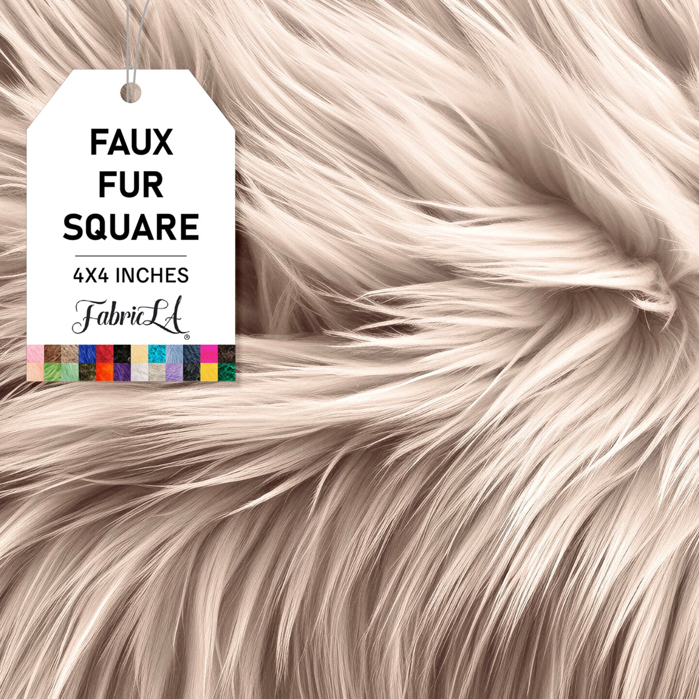 FabricLA | Faux Fur Fabric Square | 4" X 4" Inch Wide Pre-Cut Shaggy | Fake Fur Fabric | DIY, Craft Fur Decoration, Fashion Accessory, Hobby | Latte