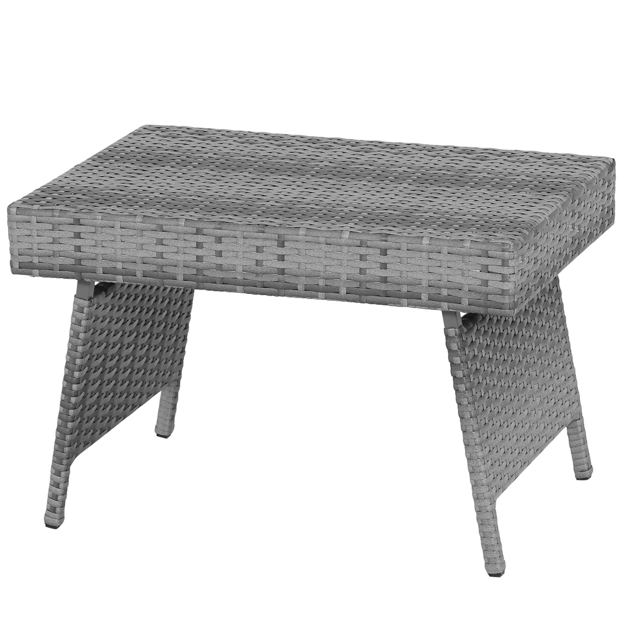Folding Rattan Wicker Coffee Side Table Patio Garden Poolside Yard Outdoor Mix Gray