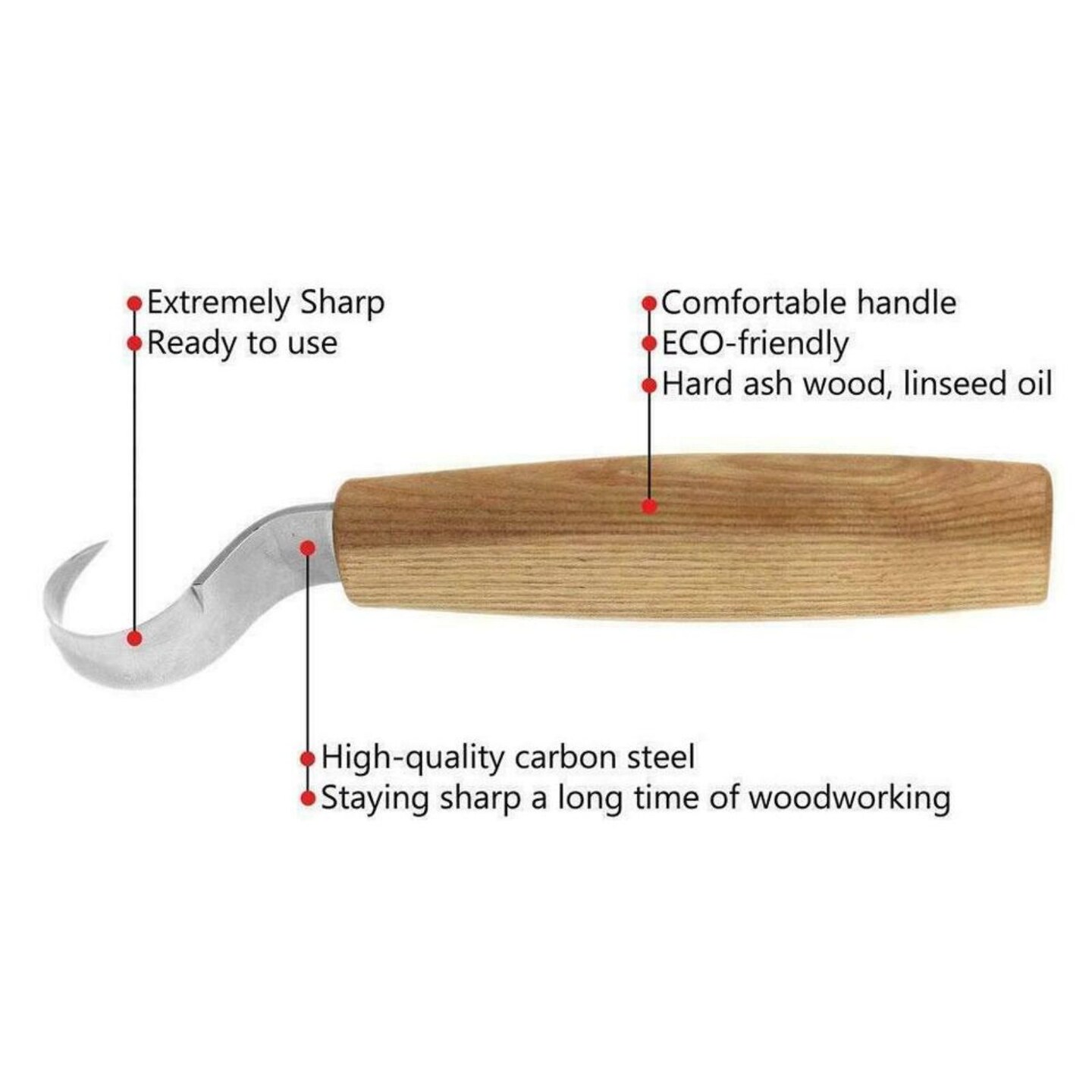 3-Piece Wood Carving Knife Cutter Whittling Hook Kit - DIY Craft Hand Tools Set