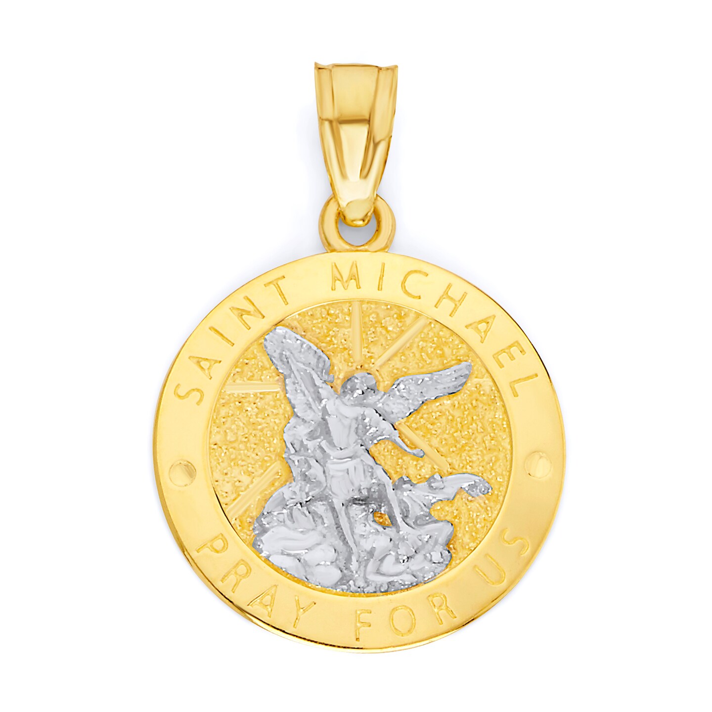 Solid 10k or 14k Gold St Michael Pendant Necklace - Religious Protection Graduation Gifts