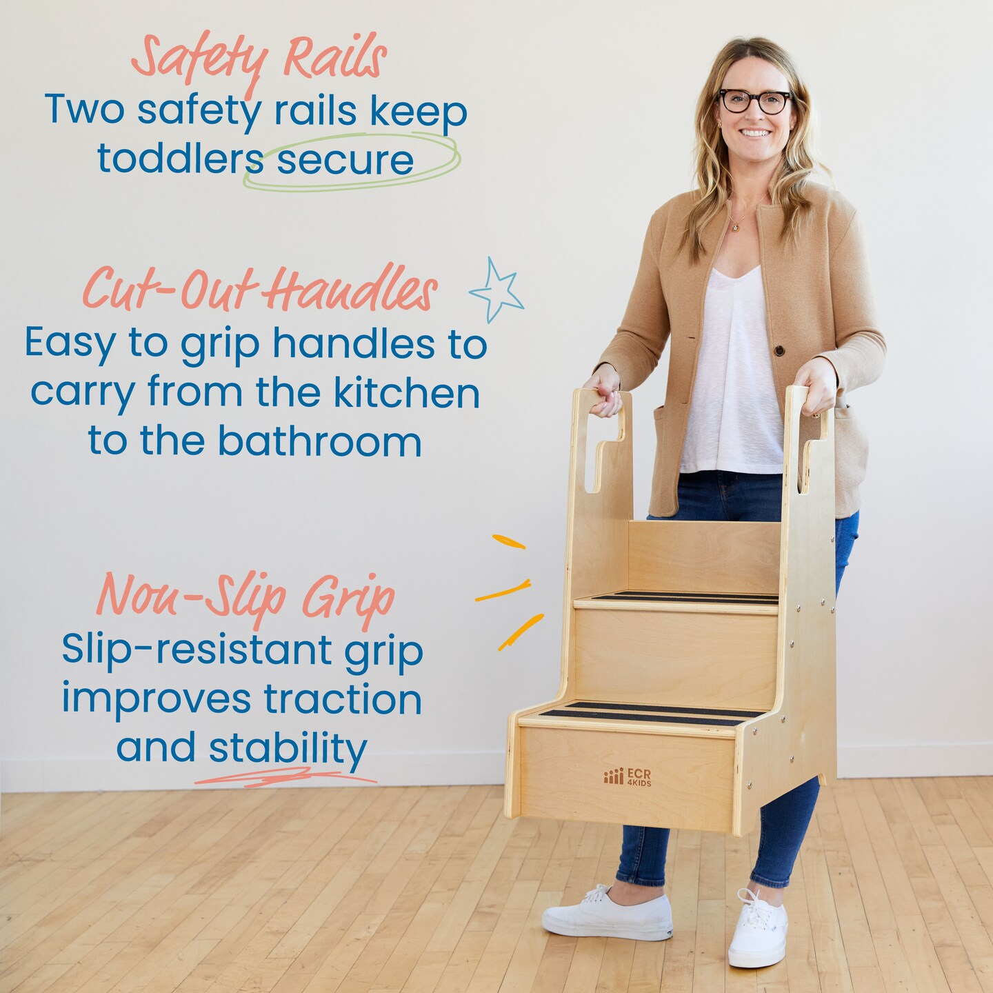 Reach-Up Step Stool with Handles, Kids Furniture