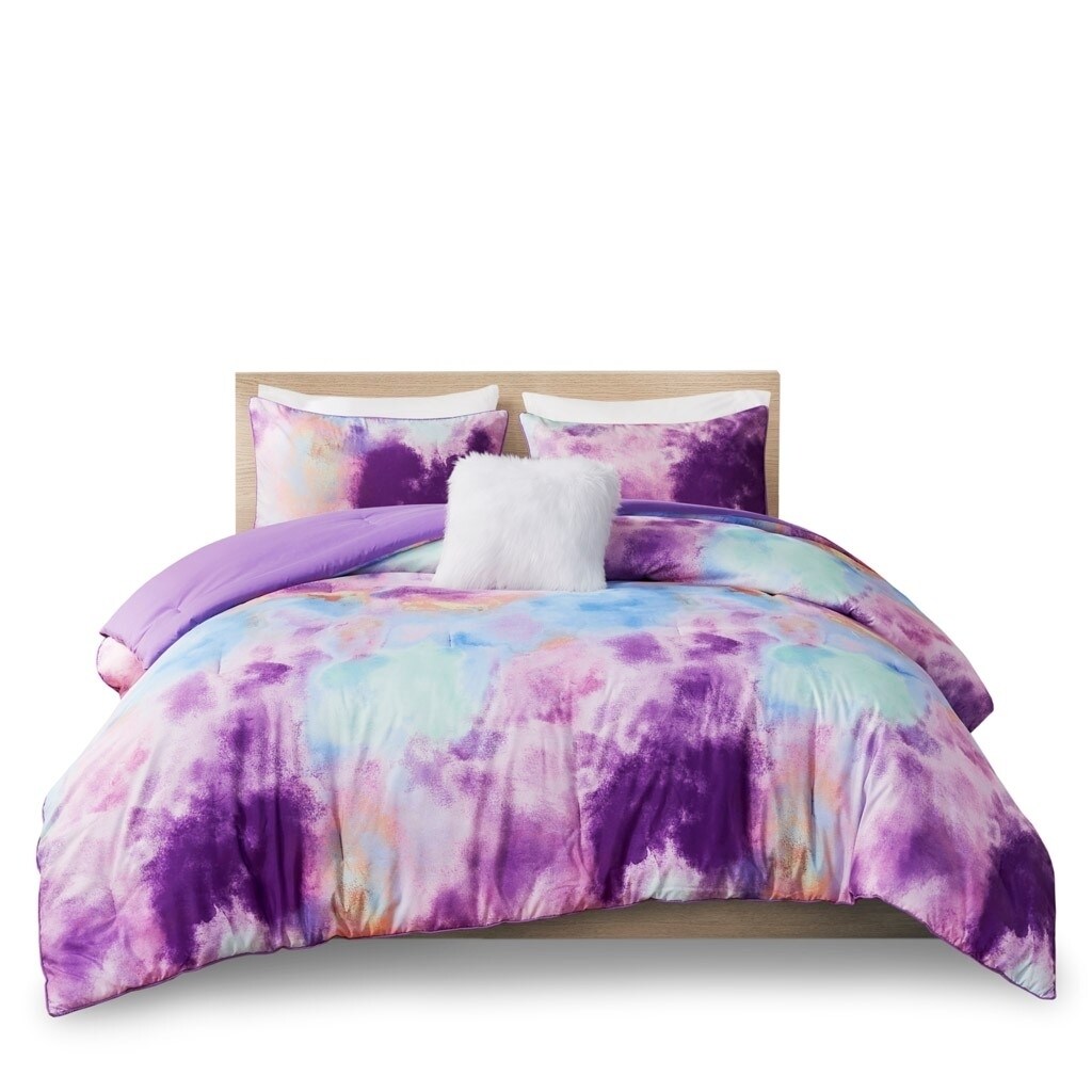 Gracie Mills   Orion Dreamscape Watercolor Tie Dye Comforter Set with Cozy Throw Pillow - GRACE-14068