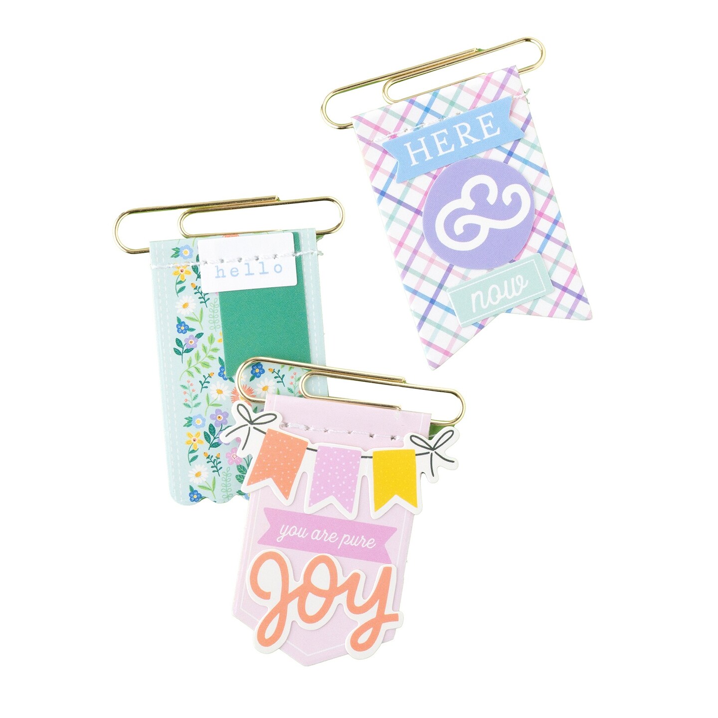 American Crafts Poppy And Pear Paperclip Flags 6/Pkg-Gold Foil