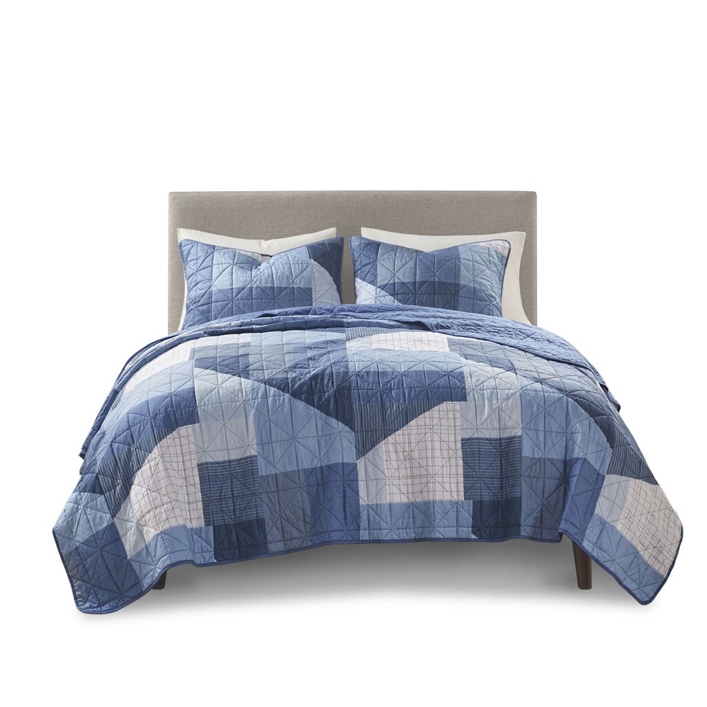 Gracie Mills Tamsyn Contemporary Patchwork Printed Reversible Quilt Set - Grace-14711