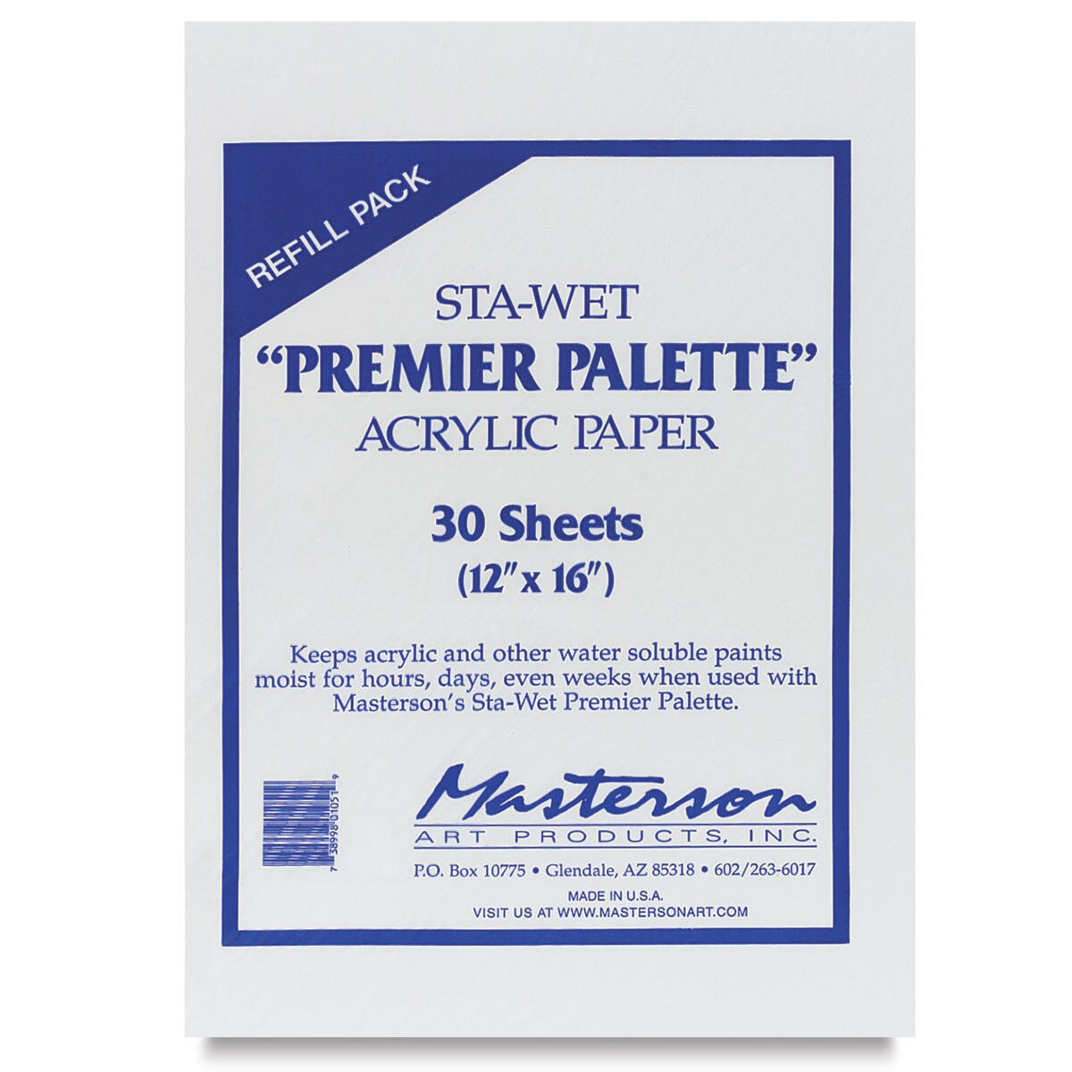 Masterson Sta-Wet Premier Palette Acrylic Film, 30 Sheets