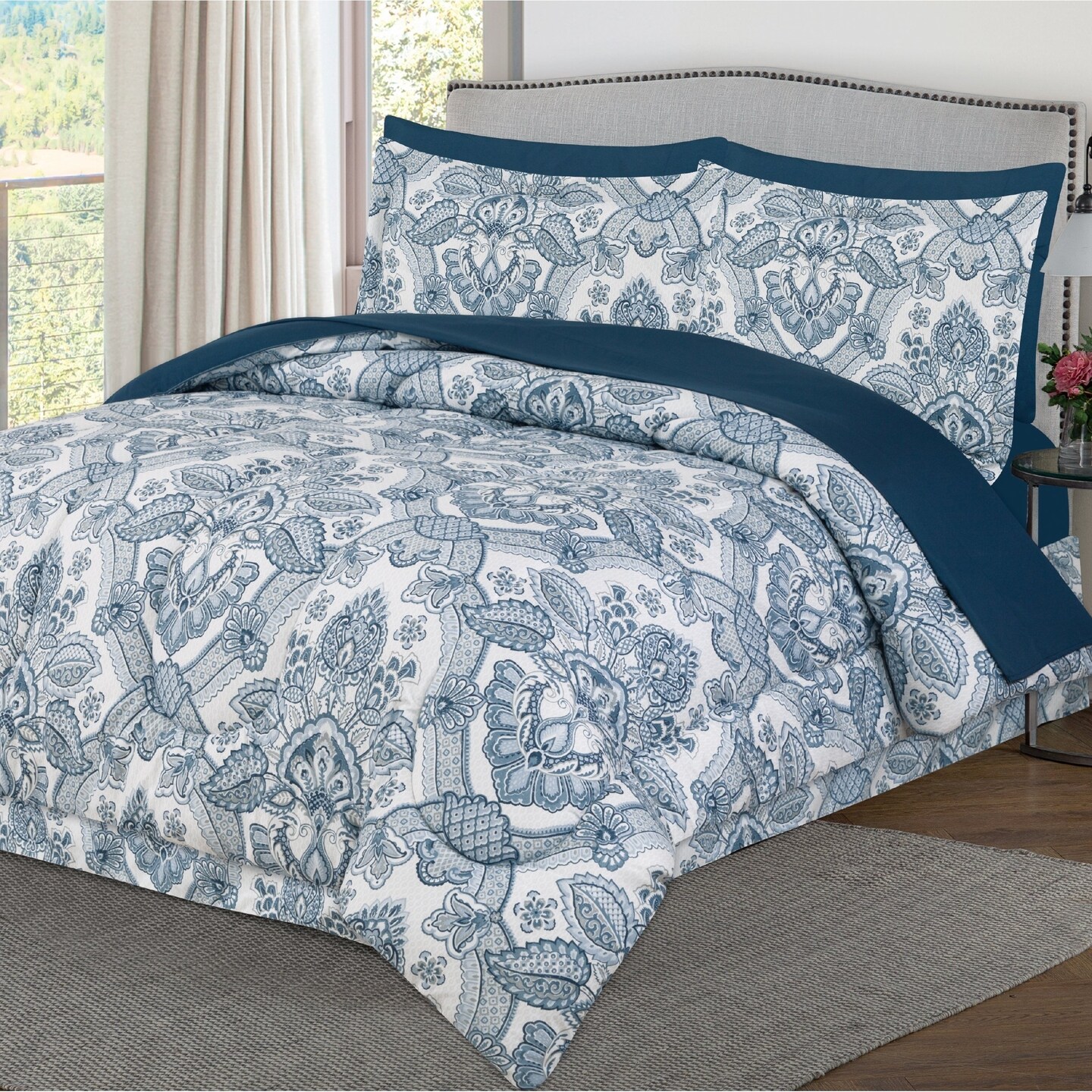 Dan River 8 Piece Reversible Bed In A Bag Comforter Set Microfiber King Queen