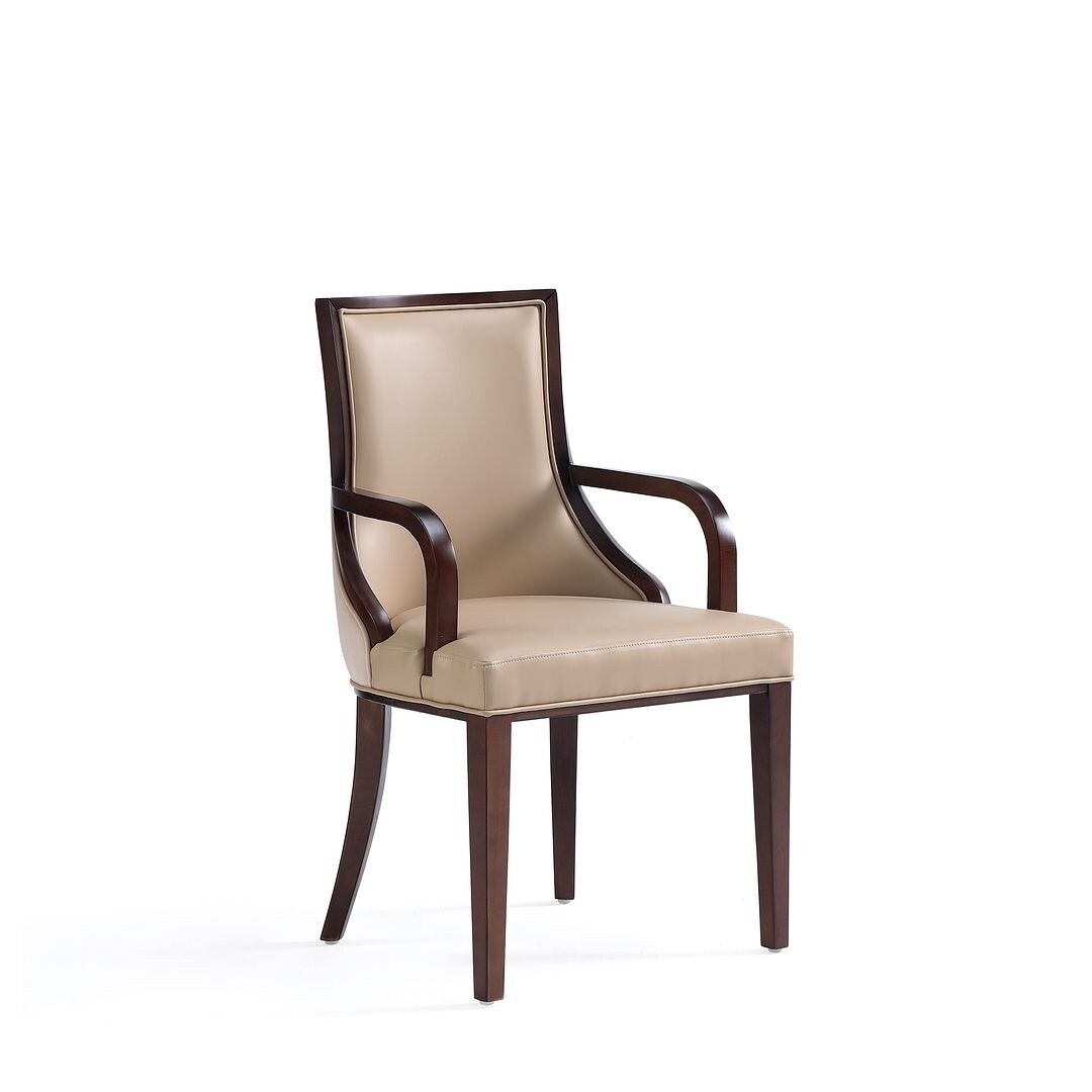 Manhattan Comfort Grand Faux Leather Dining Armchair with Beech Wood Frame