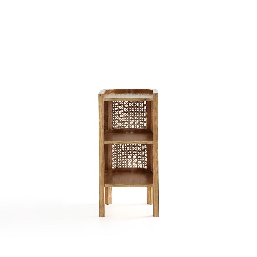 Manhattan Comfort Versailles End Table and Natural Cane