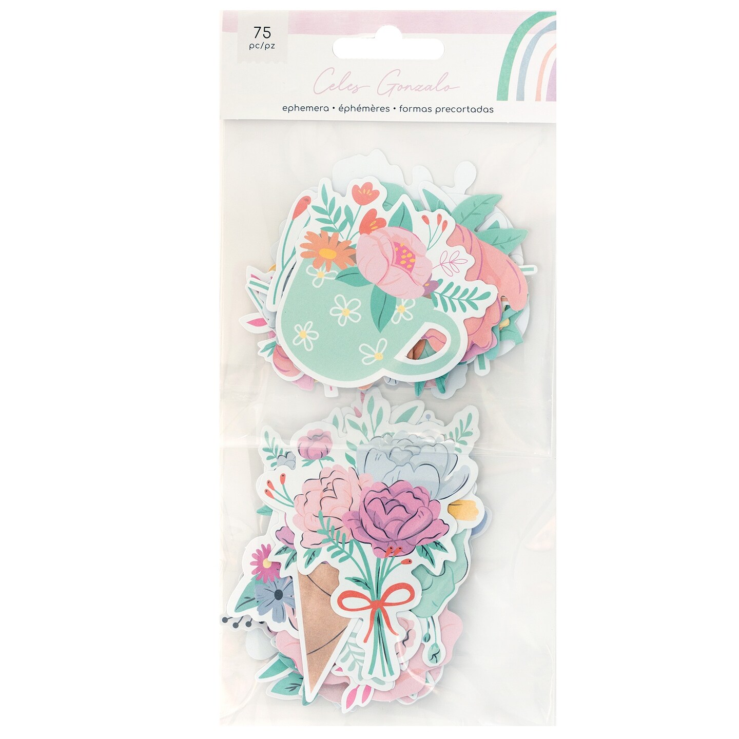 American Crafts Rainbow Avenue Ephemera Die-Cuts 75/Pkg-Floral