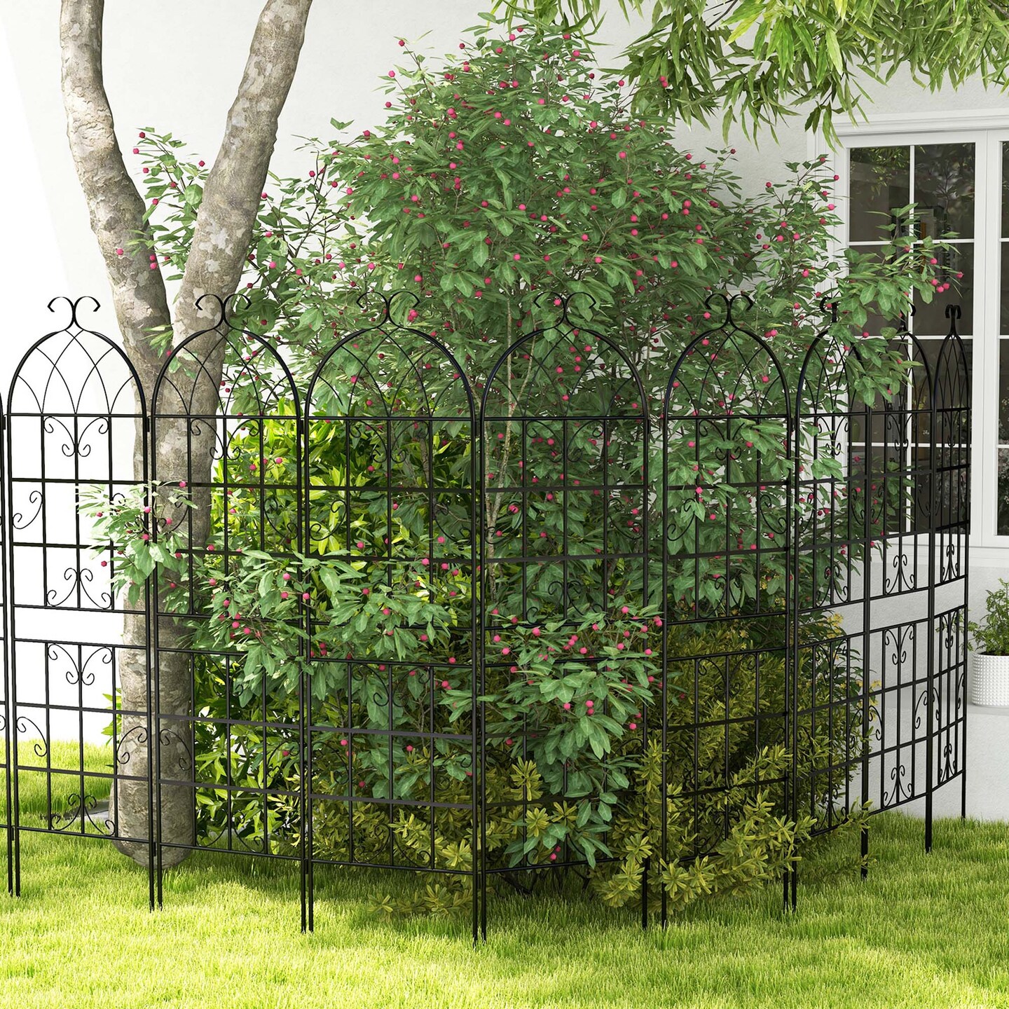 Costway 71" Tall Metal Garden Trellis for Climbing Plants 2/4 Pack Fence Panels Retro