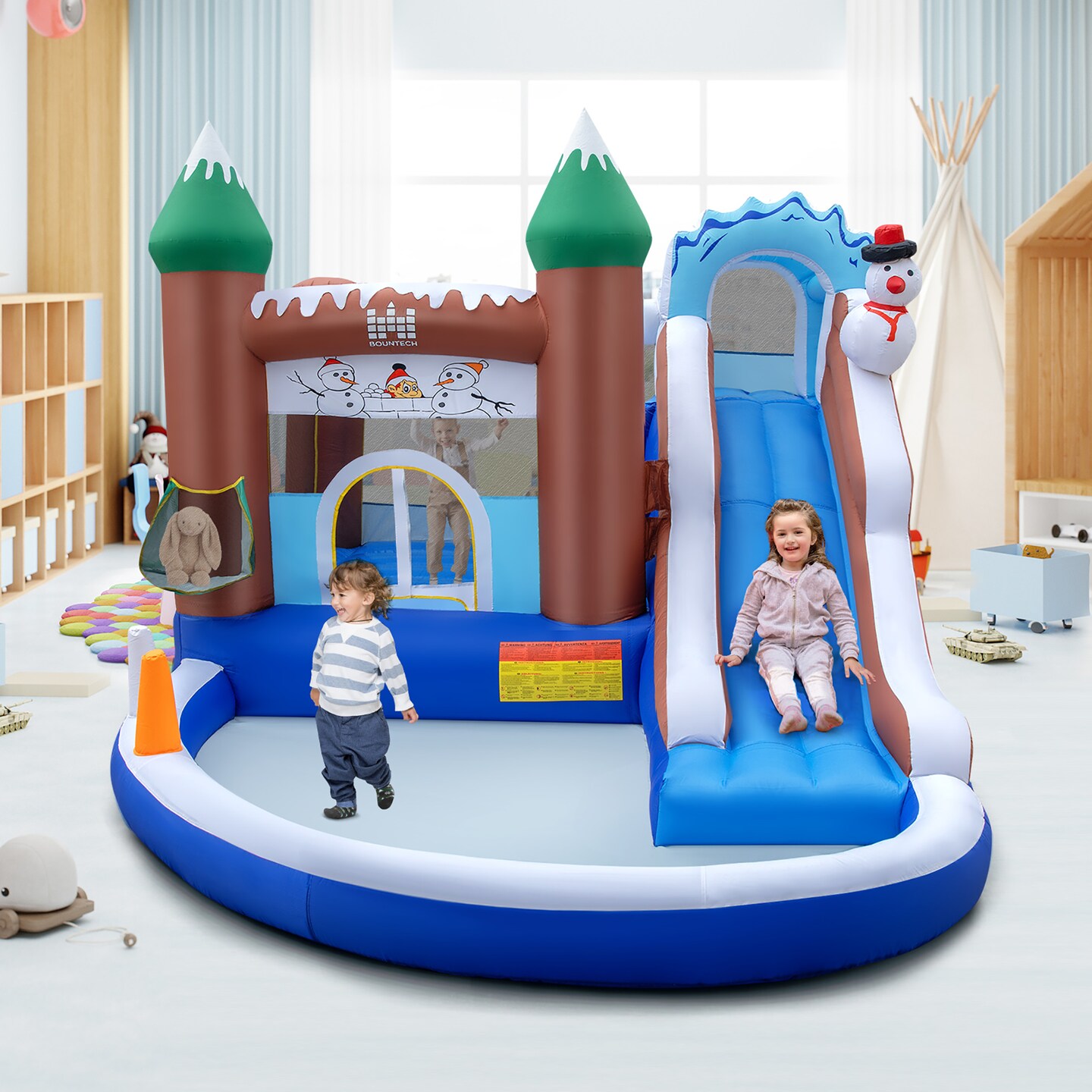 Costway 6-in-1 Winter Theme Snowman Inflatable Castle Kids Bounce House