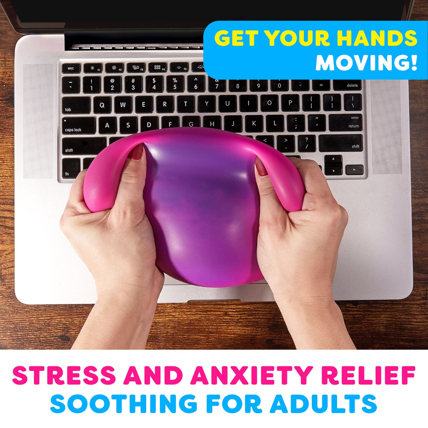 Power Your Fun Arggh Stress Ball for Adults and Kids - Pink/Purple
