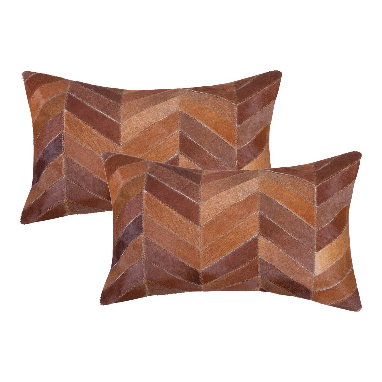 Natural Torino Chevron Cowhide Pillow 2-Piece Tan 12"X20"