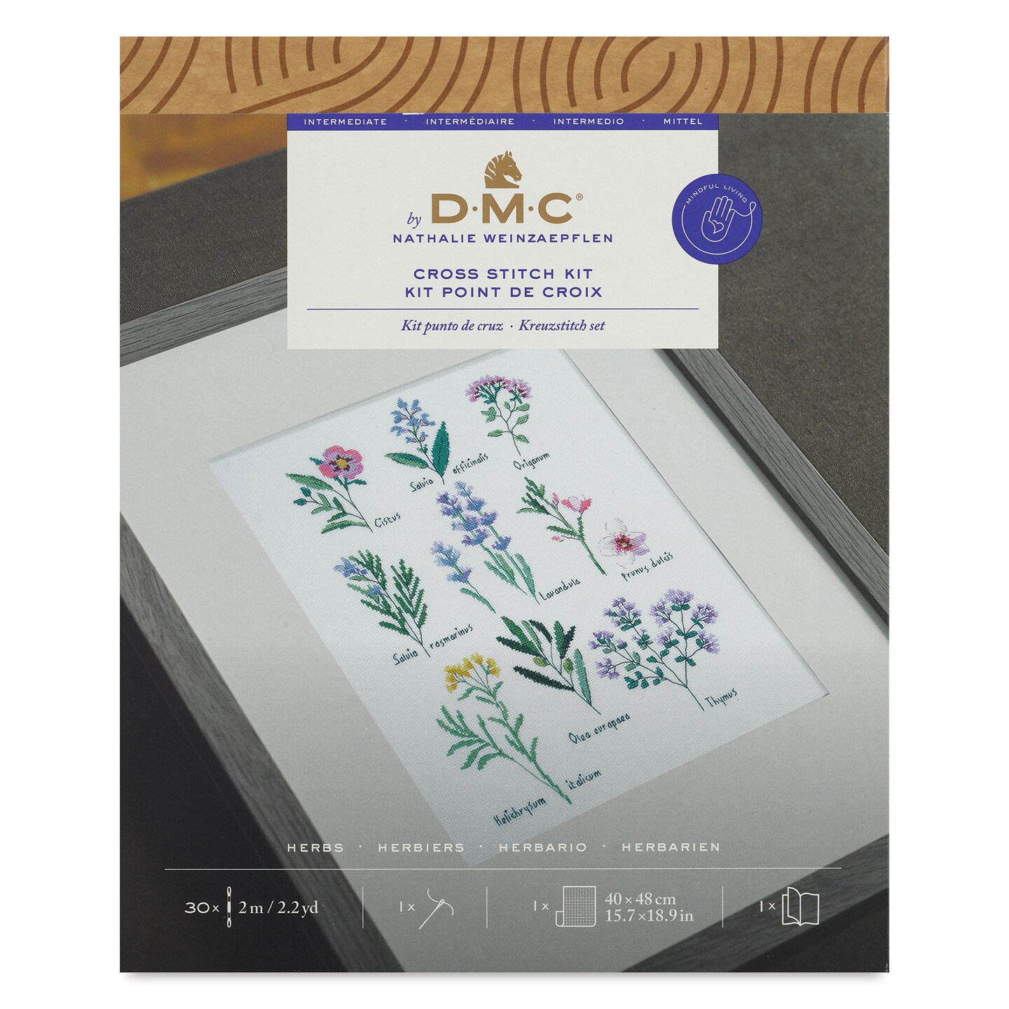 DMC The Designer Collection Cross Stitch Kit - &#x22;Herbs&#x22; by Nathalie Weinzaeplfen