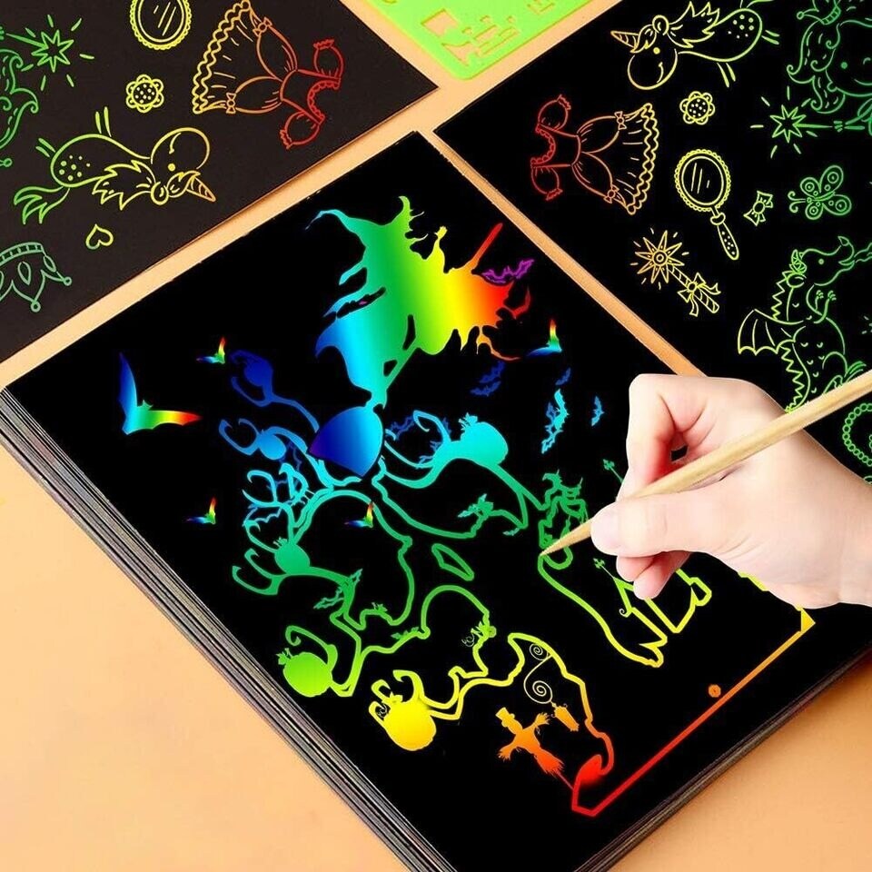 Scratch Paper Art For Kids Magic Rainbow Off Set Crafts Arts Supplies Kitcr