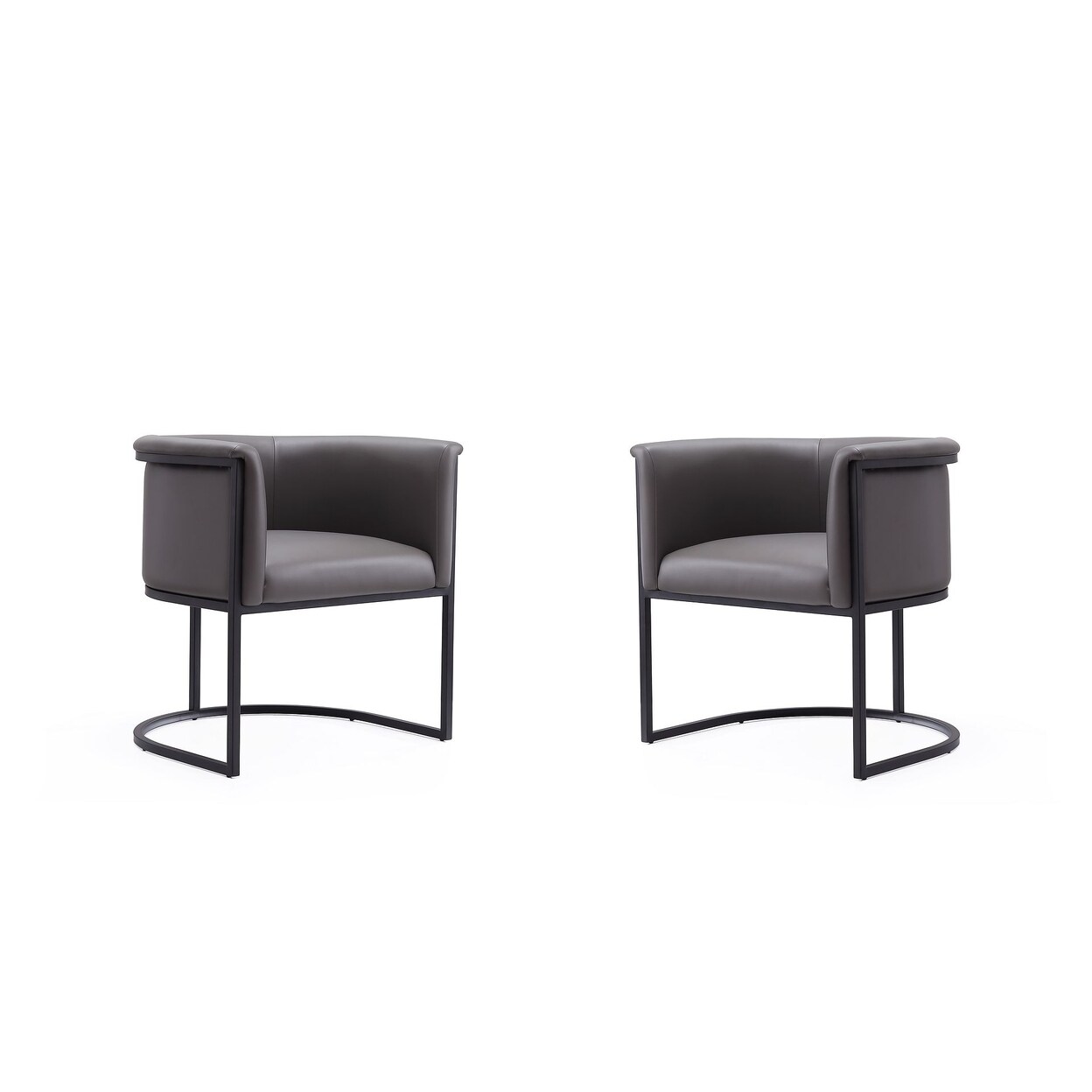 Manhattan Comfort Bali Saddle and Black Faux Leather Dining Chair (Set of 2)