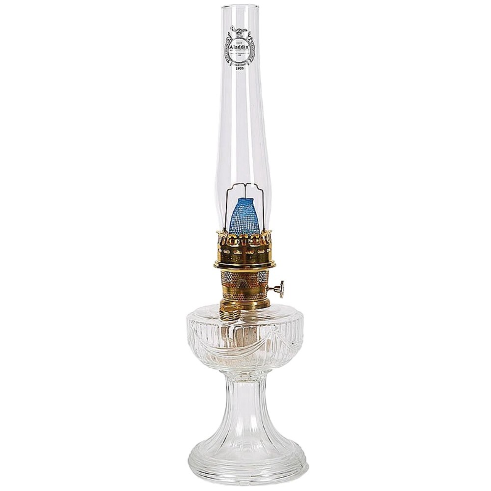 Aladdin Lincoln Drape Oil Lamp - Traditional Classic Indoor Oil or Kerosene Fuel Lamp, Bright White Light, Glass with Brass Trim
