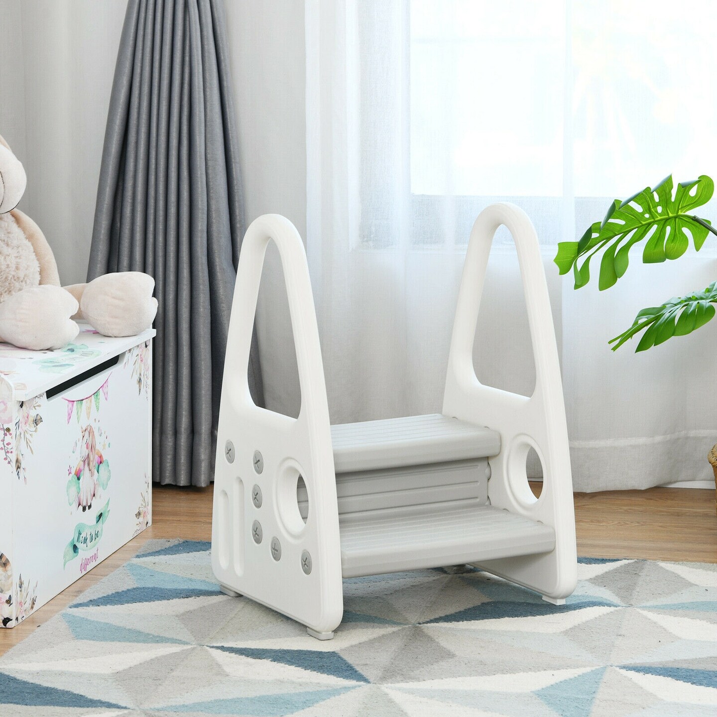 HDPE Double-Tier Kids Step Stool with Safety Armrests