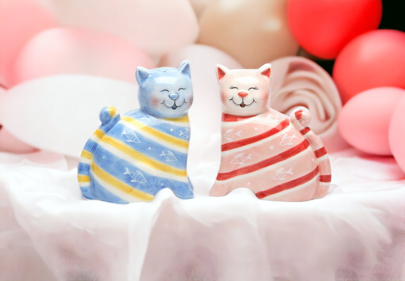Ceramic Striped Cats Salt &#x26; Pepper Shakers, Home D&#xE9;cor, Gift for Her, Gift for Mom, Kitchen D&#xE9;cor, Cat Lovers Gift, Pet Loss Gift