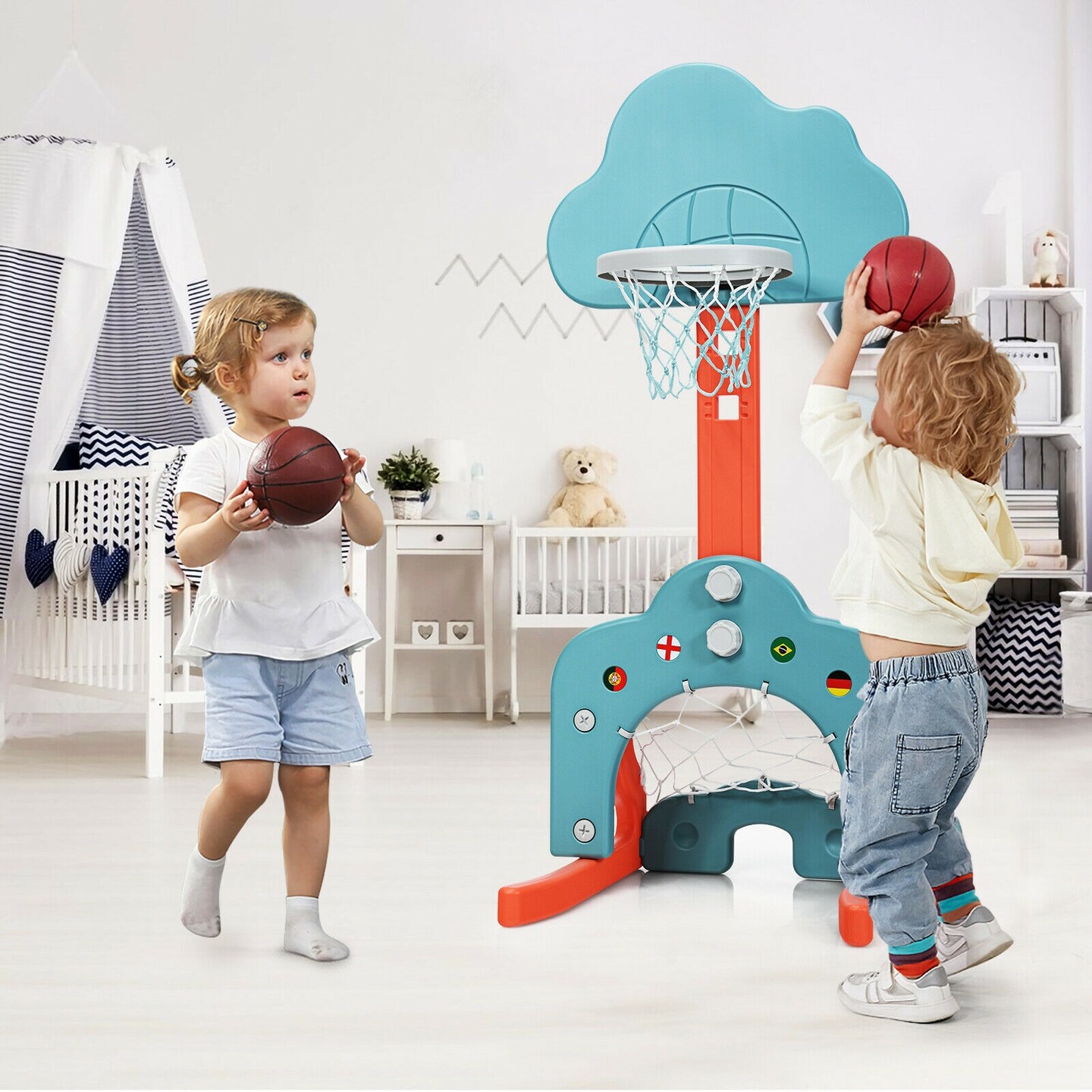 3-in-1 Kids Basketball Hoop Set with Balls Perfect for Indoor-Outdoor Use